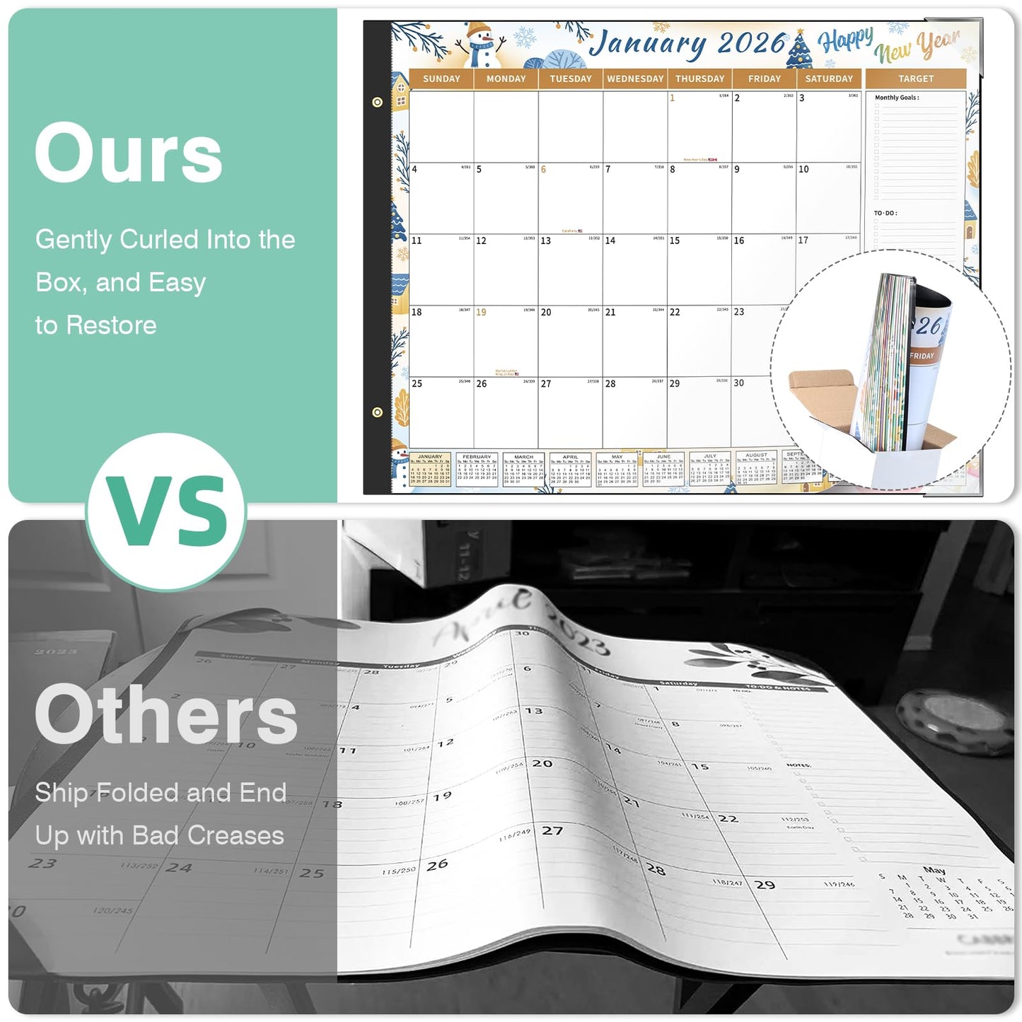 Ospelelf Desk Calendar 2026-2027 Large 22'' x 17'' Calendar 2026 Monthly Deskpad Calendar, 18 Month Calendar, Use Jan 2026 - June 2027, Seasons