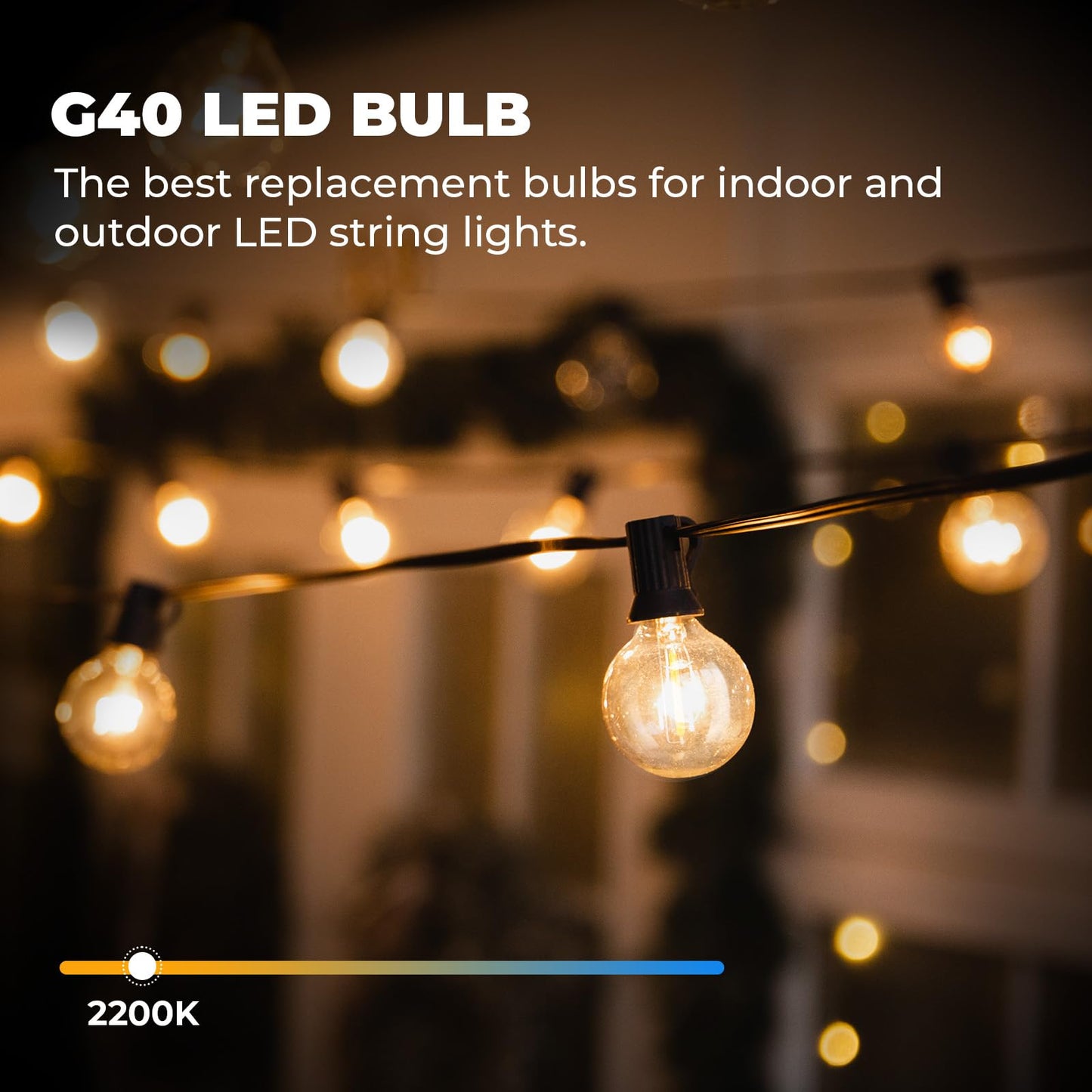 GvvooHome 70 Pack LED G40 Replacement Bulbs for String Lights, Shatterproof Plastic Globe Bulb for Indoor Outdoor Patio Decor, E12 Candelabra Socket Base, Warm White