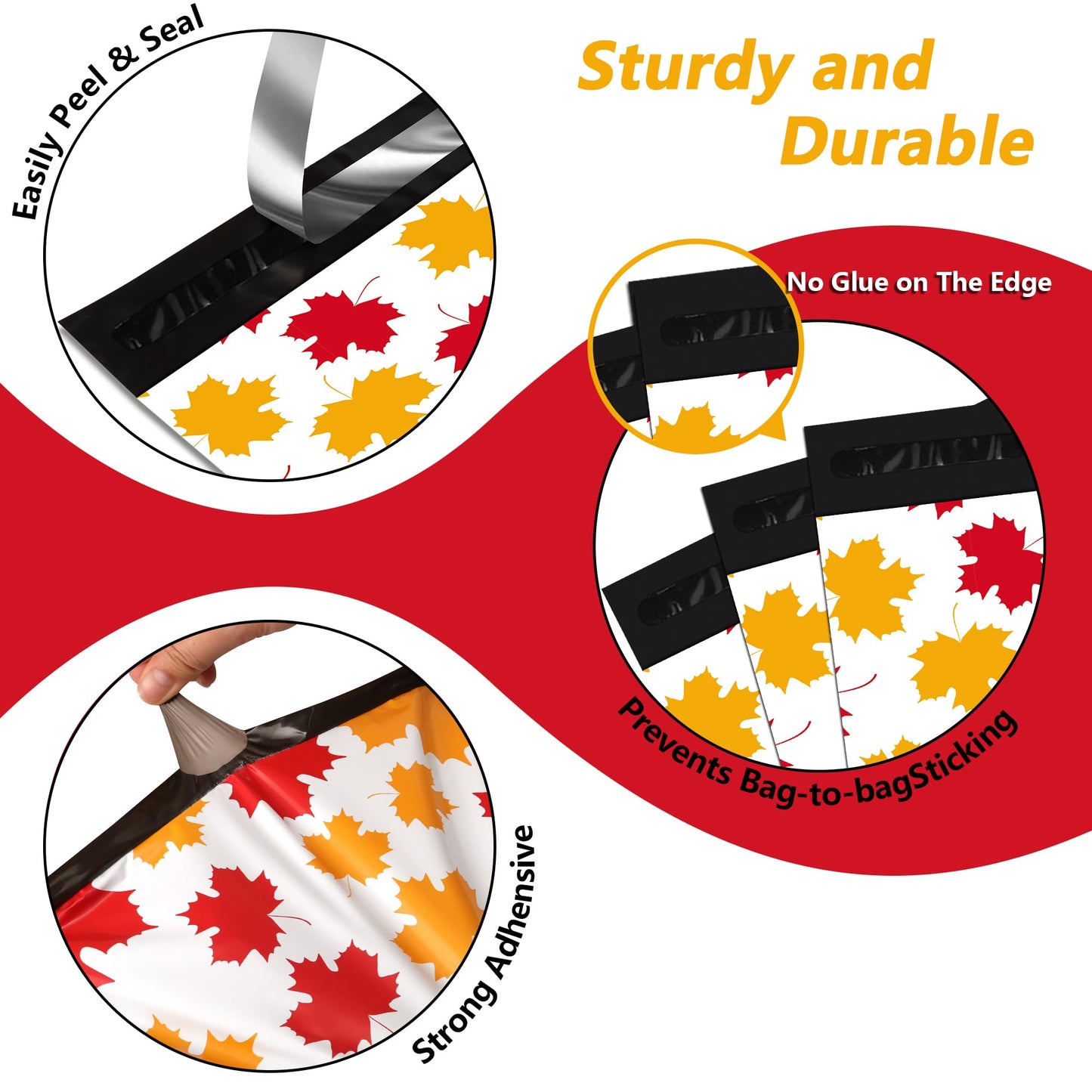 Poly Mailers 14.5x19 Inch 50 Pcs - Maple Leaf printed Shipping Bags, 2.4mil Thickness, Waterproof and Tear Resistant Mailing Envelopes, Self-Sealing Packaging Bags for Small Business