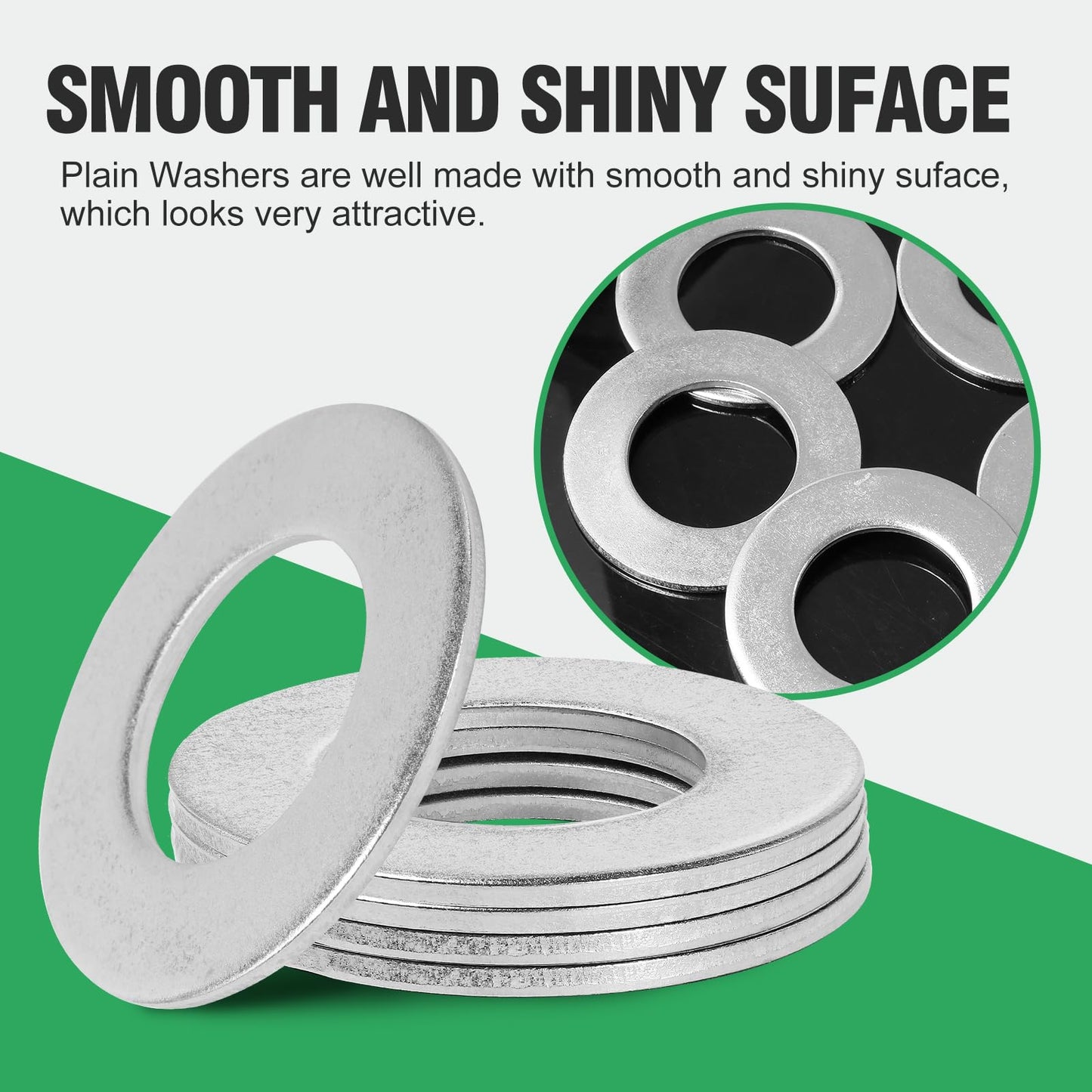 Zernmiarder 1-1/2" Stainless Steel Flat Washers - 3" Outside Diameter, 304（18-8） Stainless Steel Washers Metal Washer for Screws Bolts, Pack of 5