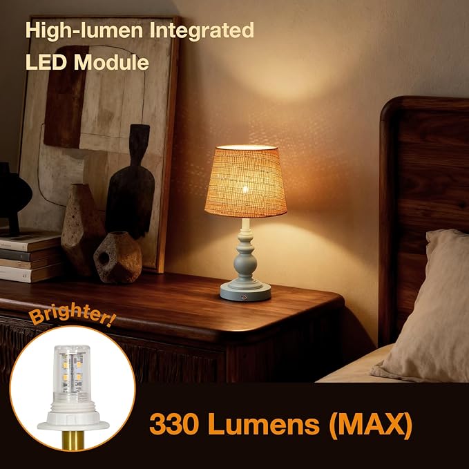 Cordless Boho Sculptural Table lamp Blue, 5200-mAh Rechargeable Battery Touch Lamp, 3-Way Dimmable, Build-in LED 320 Lumens Max, Resin Home Decor, for Bedroom Living Room Dining Room
