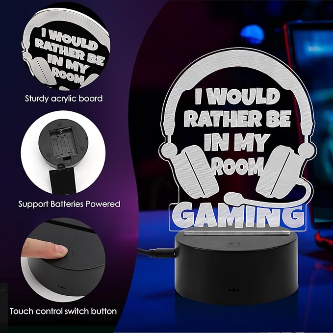 Christmas Gamer Gifts for Teenage Year Old Boy Girls Easter Basket Stocking Stuffer, Boyfriend Husband Birthday Gift for Men Dad Son Daughter, LED Light Up Gaming Lamp Acrylic Gaming Night Light