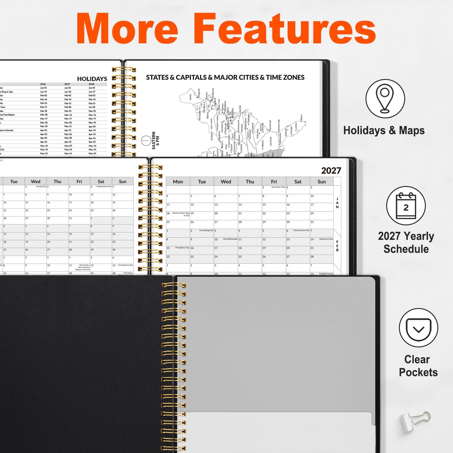 SUNEE 2026-2027 Appointment Book, Quarter-Hourly, Weekly & Monthly - from July 2026 to June 2027, 8.5"x11" Academic Planner, Flexible Cover, Note Pages, Bookmark, Spiral Binding, Black