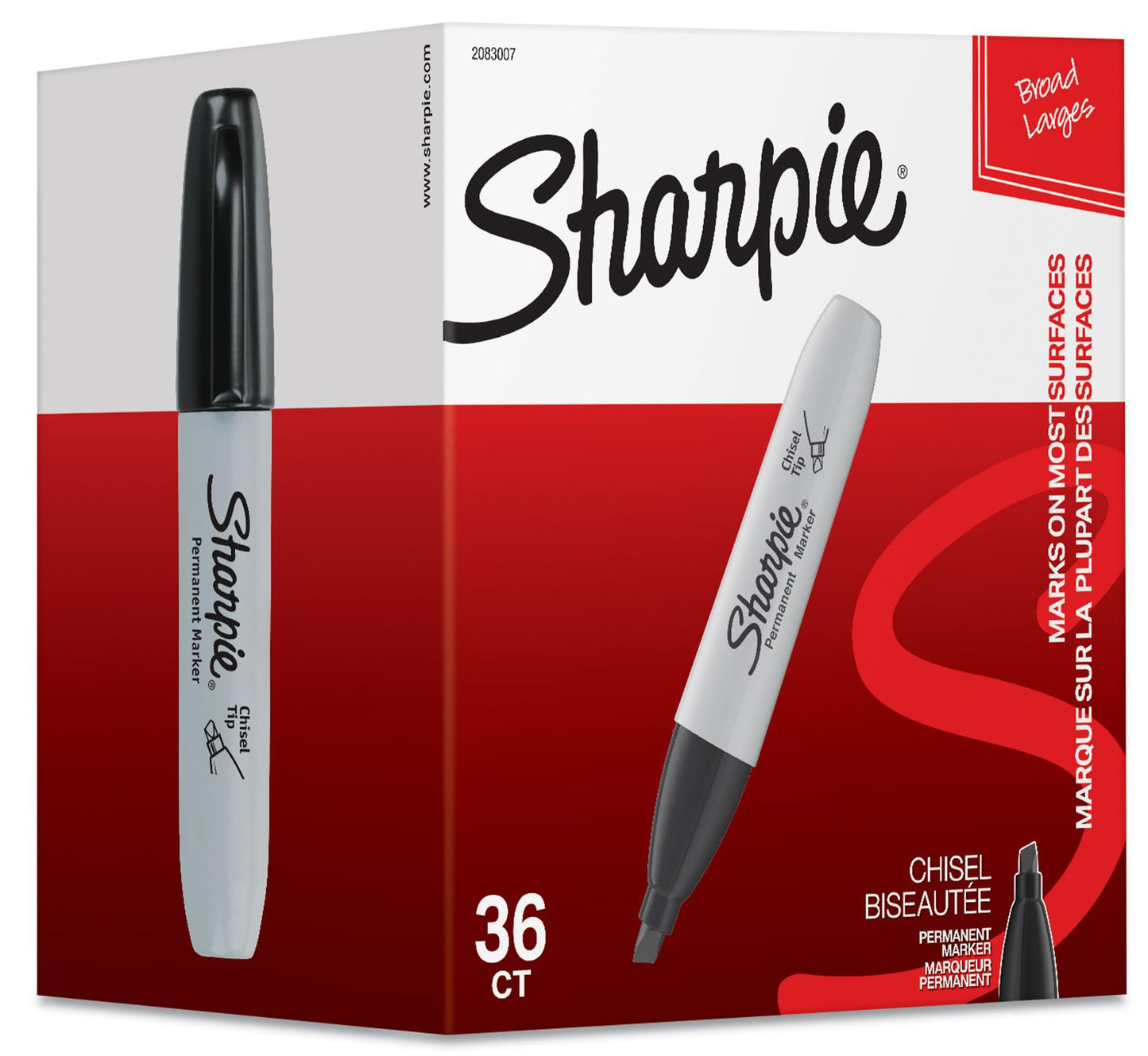 Sharpie Permanent Markers, Chisel Tip, Black, 36 Count - Home, School, Office Supplies