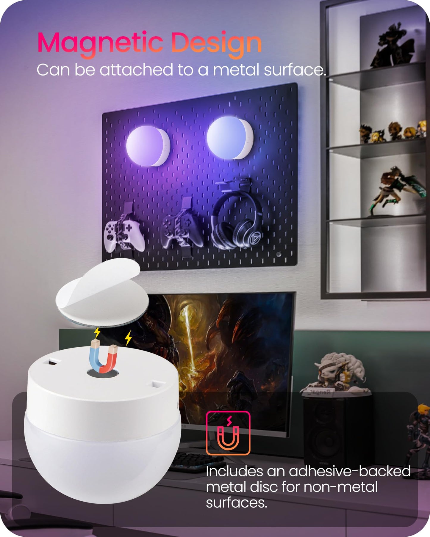 GOEBLESON Rechargeable Light Bulbs with Remote Control, 4 Packs Battery Operated Light Bulbs, 3 Timer 15 Colors Selectable, Dimmable Wireless RGB LED Bulb for Wall Sconce, Non-Hardwired, R01YBP406