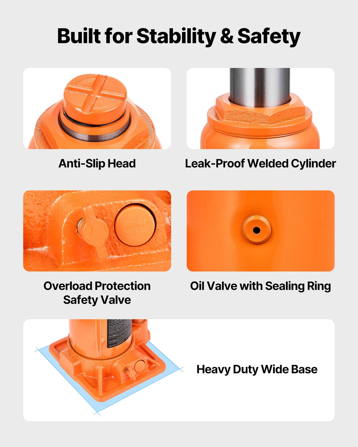 VEVOR Hydraulic Bottle Jack, 12 Ton/24000 lbs All Welded Car Hydraulic Jack, Features 7.5-14 in Lifting Range & 3-Section Long Handle, for Pickup Truck, Truck, RV, Auto Repair Industrial Engineering