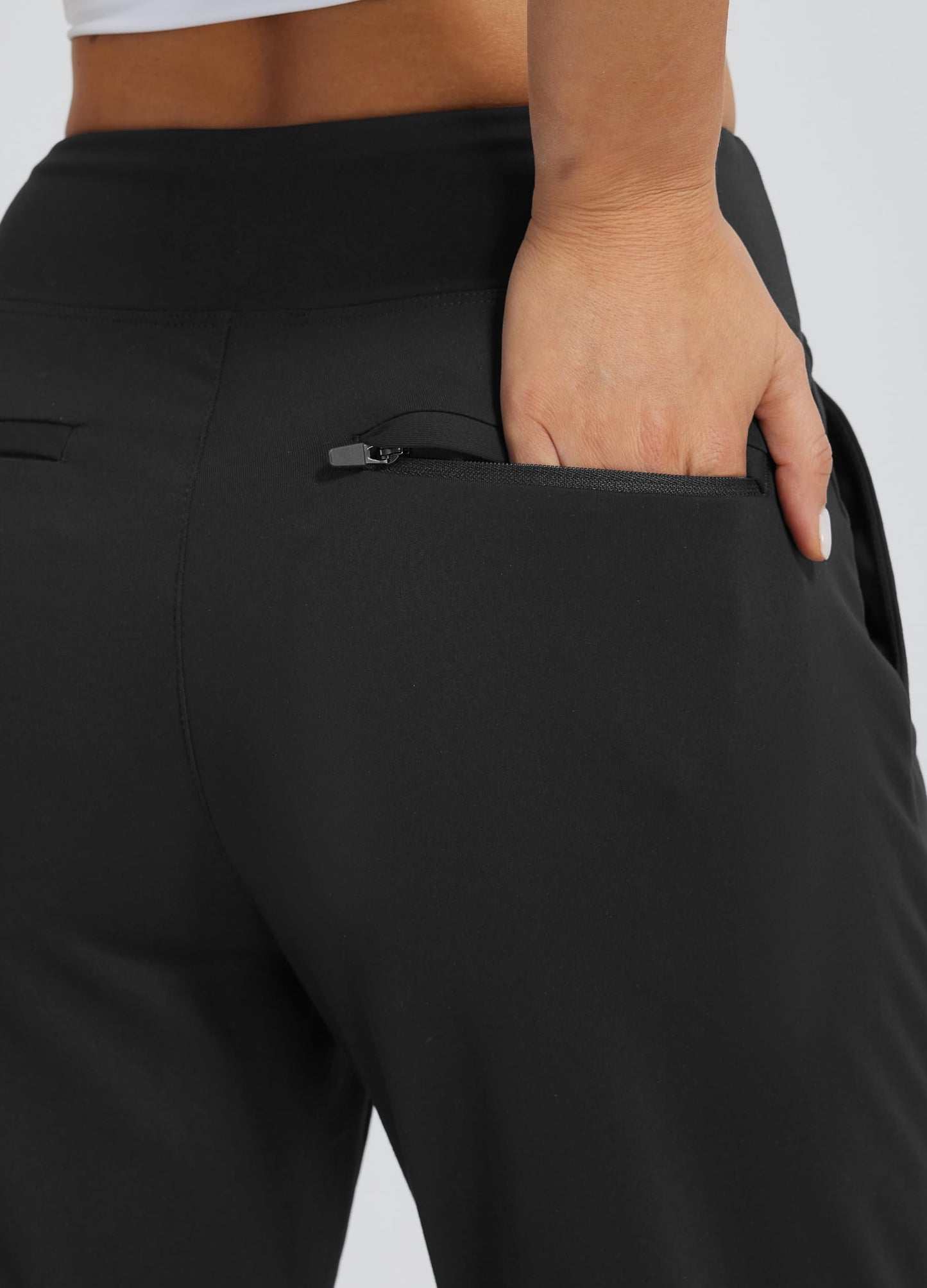 Libin Women's Pants with 4 Pockets Golf Pants 25''High Waisted Stretchy Ankle Pant for Travel Casual Athletic Busniess Work Black 2XL