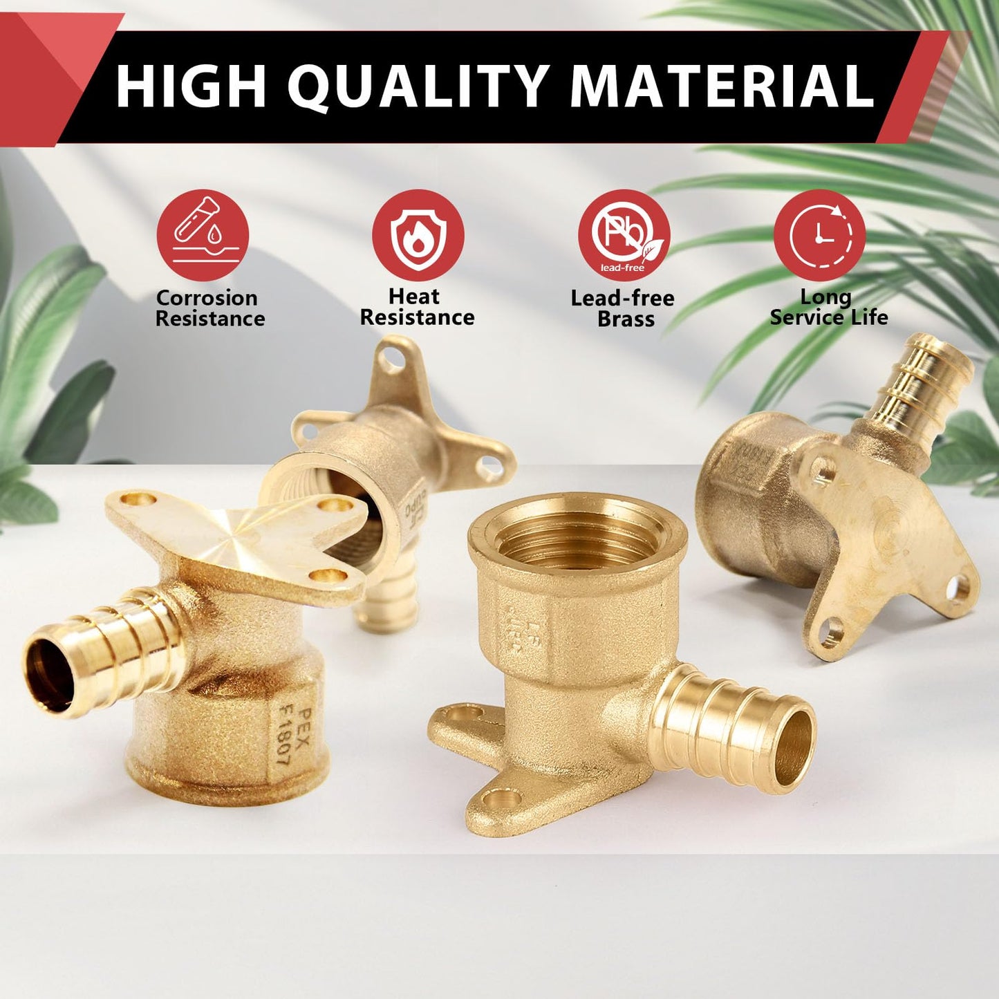 25-Pack EFIELD Pex Crimp 1/2 Inch x 1/2 Inch Female NPT Drop-Ear Elbow Brass Fittings, ASTM F1807,(PEX1807260)