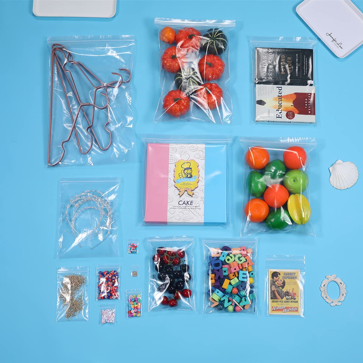 Somoga 50 PCS 12" x 18" Large Thick 2.5 Mil Clear Zip Poly Bags Plastic Reclosable Zip Seal Lock Bags Clothing Shoes Toys Prints Zipper Bag
