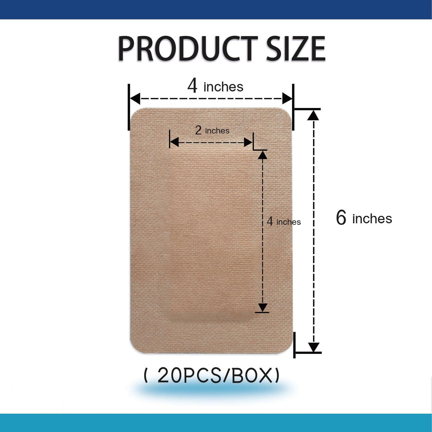 JJZEN KEAR 4"X6" 20 PCS Extra Large Sterile Nude Island Dressing Bandage for Wound - Self-Adhesive Boarded Gauze Pads - Latex Free - Medical Grade (Nude, 4"X6"-20PCS)
