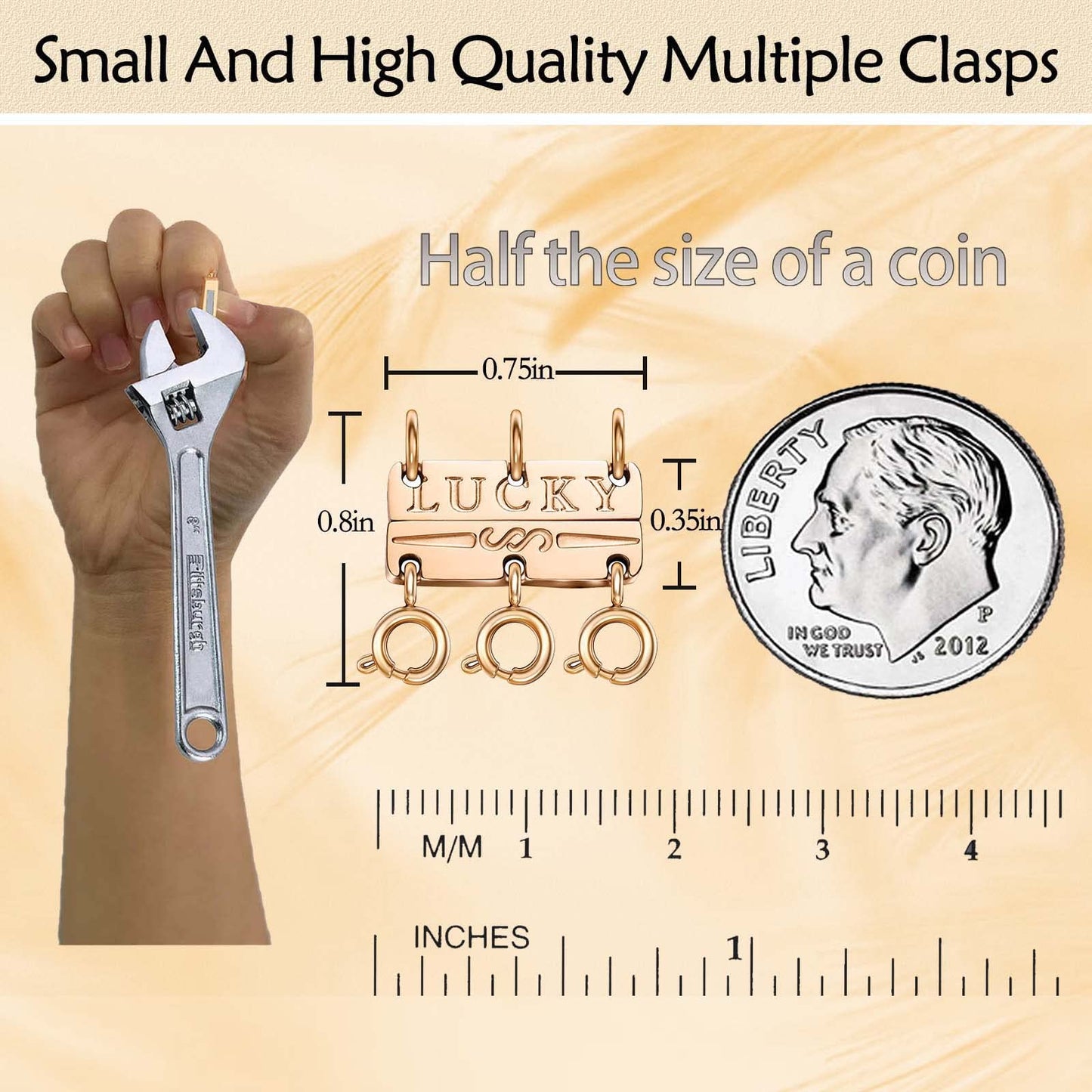 Qulltk Lucky Necklace Separator for Layering Strong Magnetic Clasps, 14K Gold and Silver Multiple Necklace Clasps for Layered Look