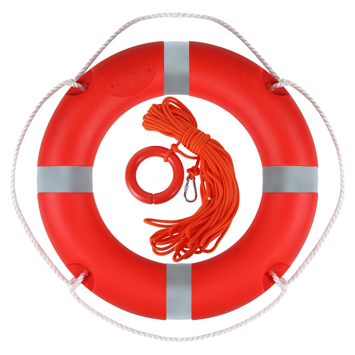 Calvana 28 Inch Life Ring Buoy with Grab Rope, Marine Throw Ring Lifebuoy for Boat Dock Pool Waterfront Safety, Closed-Cell Polyurethane Foam Core, High-Strength Polyethylene Shell, Red