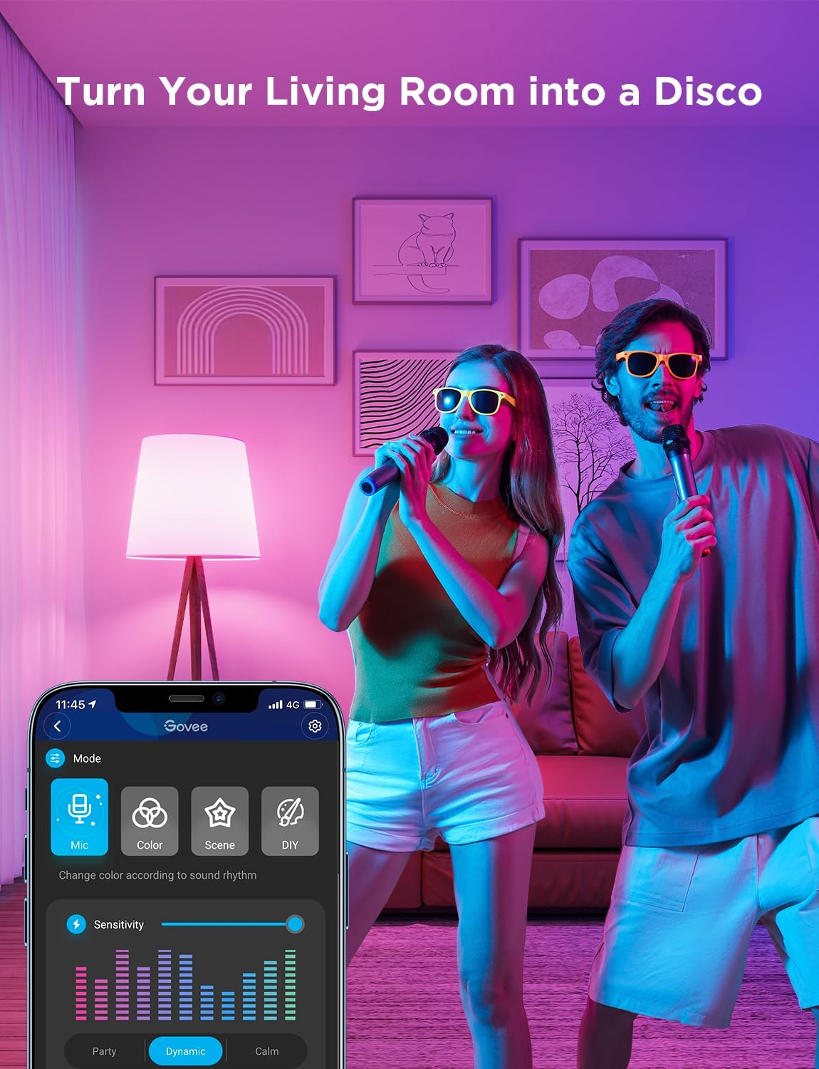 Govee GU10 Smart Bulb, Matter RGBWW Light Bulb Work with Alexa, Google Assistant, WiFi & Bluetooth Color Changing MR16 LED Bulbs, 64 Dynamic Scenes, Syncs with Music, 4 Pack, 400LM, GU10 Base