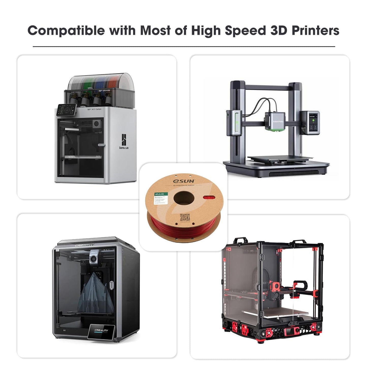 eSUN High Speed PLA+ Filament 1.75mm, 3D Printer Filament Speedy PLA Plus for Fast Printing, 1KG per Spool, 2 Spools 3D Printing Filament, Fire Engine Red