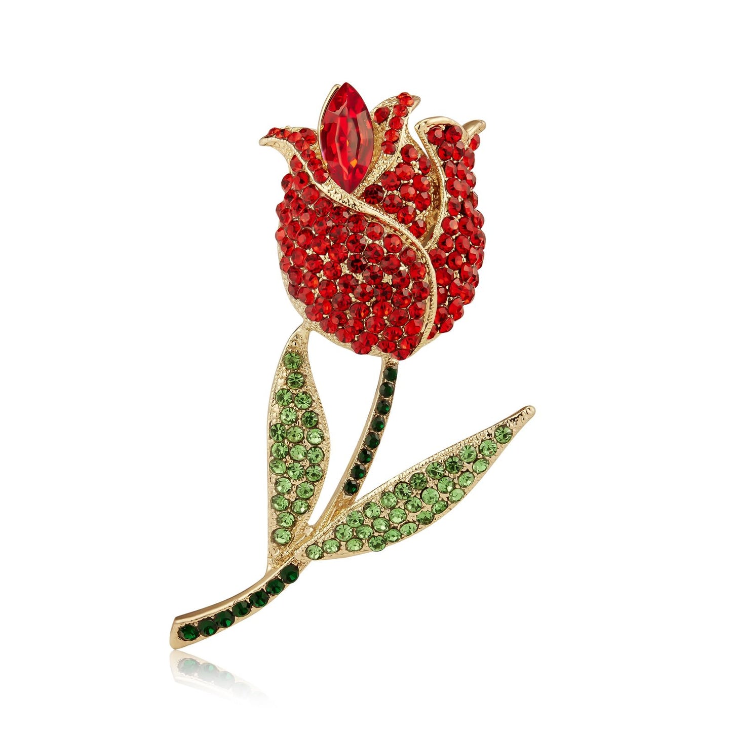 YOQUCOL Womens Rose Flower Brooch Pin Cubic Zirconia Crystal Breastpin Brooches Lapel Pin for Women Golden