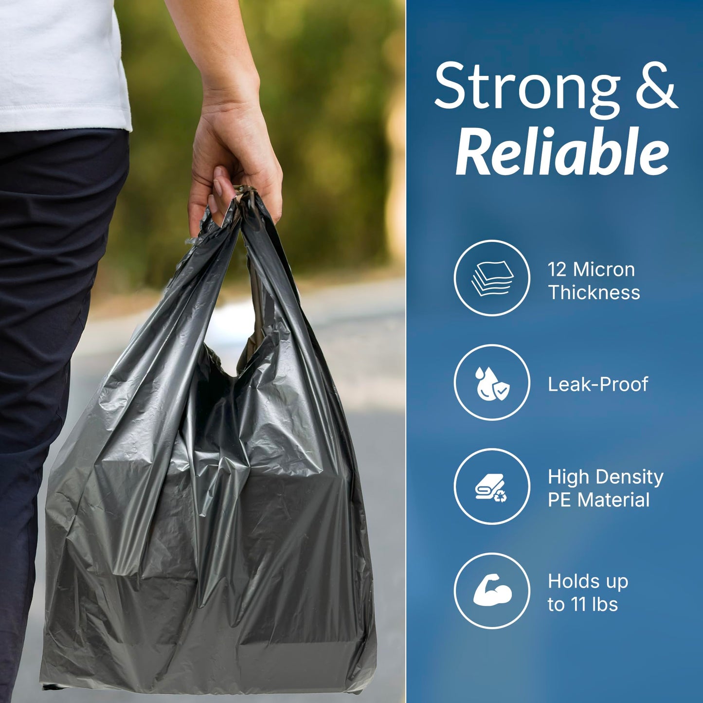 Reli. T-shirt Plastic Bags | 1,050 Pack | Black Plastic Bags with Handles (Plain) | Ideal for Grocery, Shopping, Food Take Out/To Go, Small Business