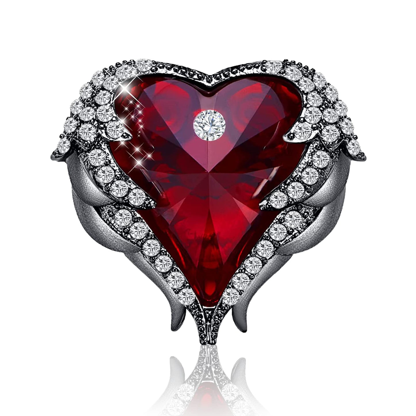Brooches for Women Red Heart Crystal - Austrian Rhinestone Brooch Jewelry - Ladies Wedding Bouquet Brooches Pin for Birthday, Christmas, Anniversary