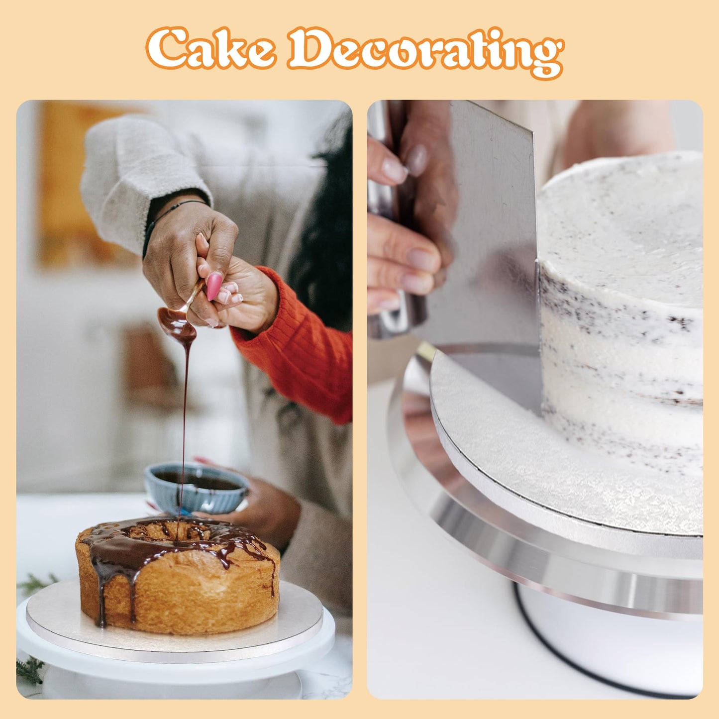 GoldenBakeryFamily 14 Inch Cake Drums,Smooth Edge Cake Board Round White(12-Pack) 1/2 Inch Thick,Sturdy Cake Boards for Birthday Wedding Heavy or Multi-Tiered Party Cakes