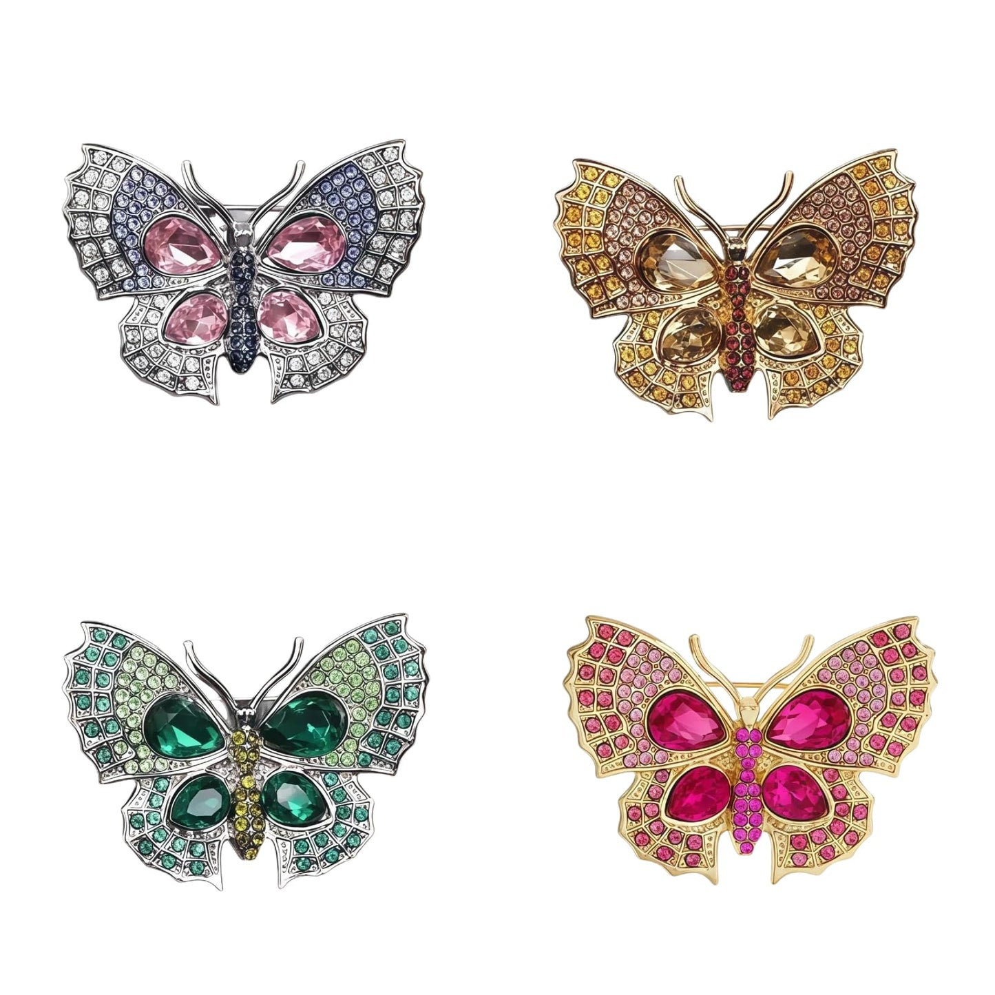 4Pcs Colorful Butterfly Brooch Pins for women, Fashion Women's enamel Crystal Rhinestone Butterfly Brooches Pin set for Clothes Dresses (3)