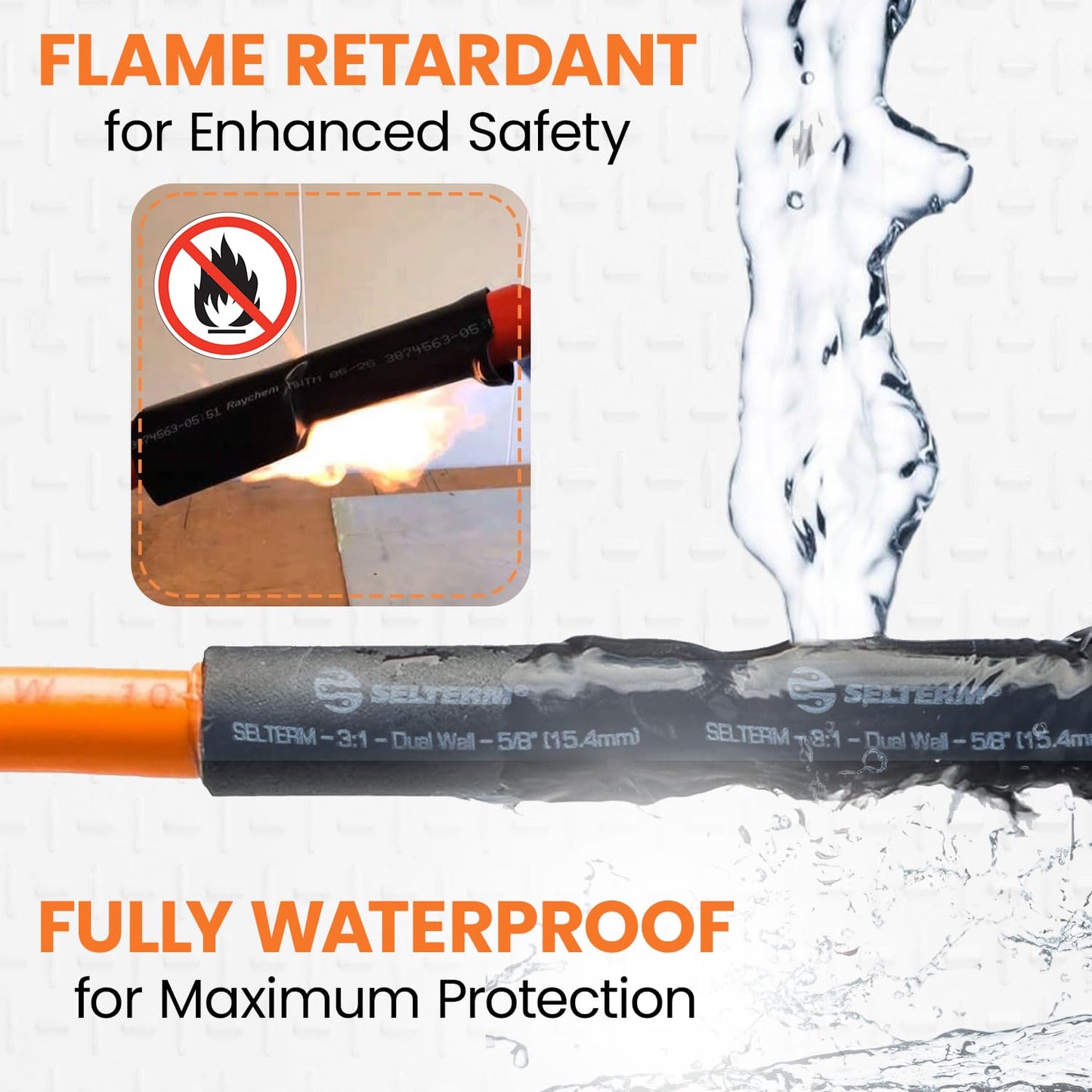 SELTERM 5/8" Black [50 Feet] Marine Grade Heat Shrink Tubing Roll, 3:1 Ratio Dual Wall Adhesive Lined Waterproof Heat Shrink Wrap Tube, for Battery Cable Lugs Wire Terminals Connectors