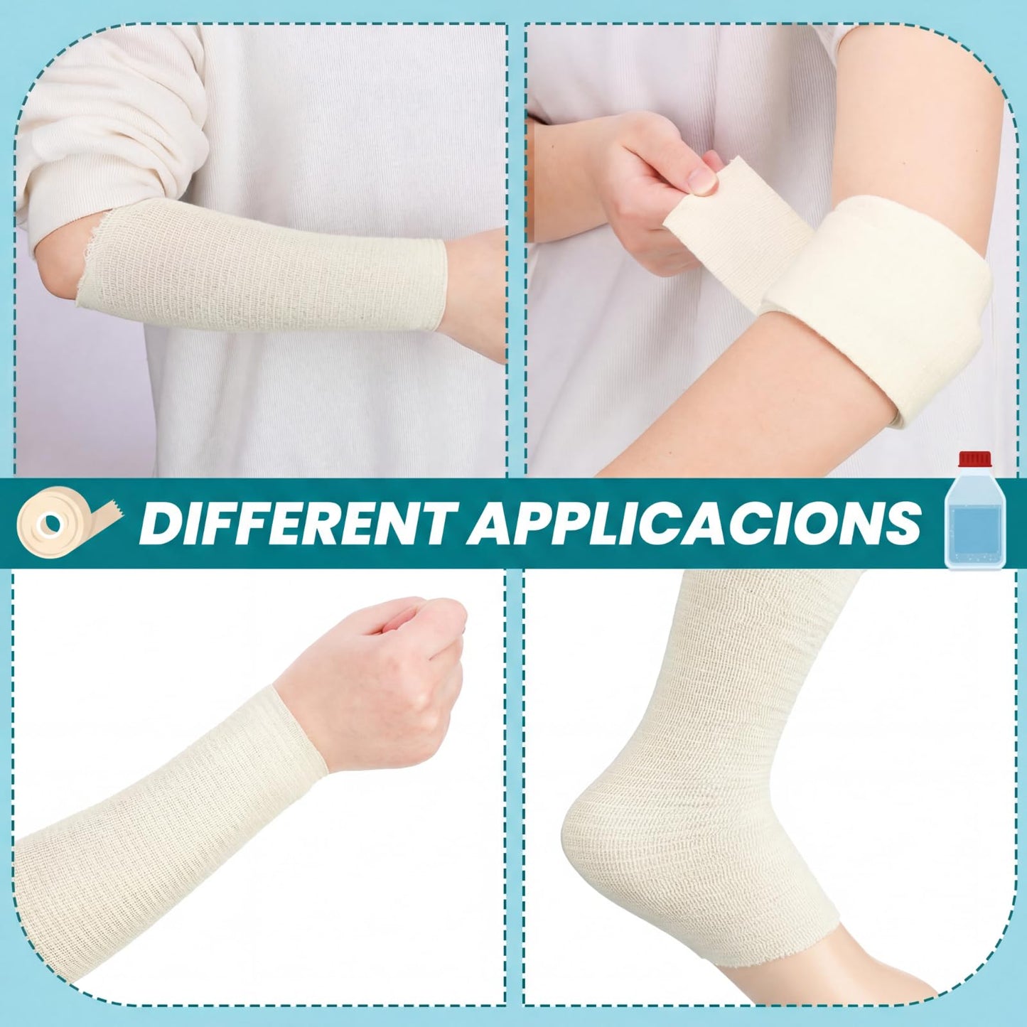 Tondiamo Cotton Tubular Stockinette Gauze Roll Tubular Arm Stocking Elastic Leg Stockinette Tubing Compression Tube Sleeve Bandage for Comfort Wear Sweat Absorbent(4 Inch X 25 Yard)