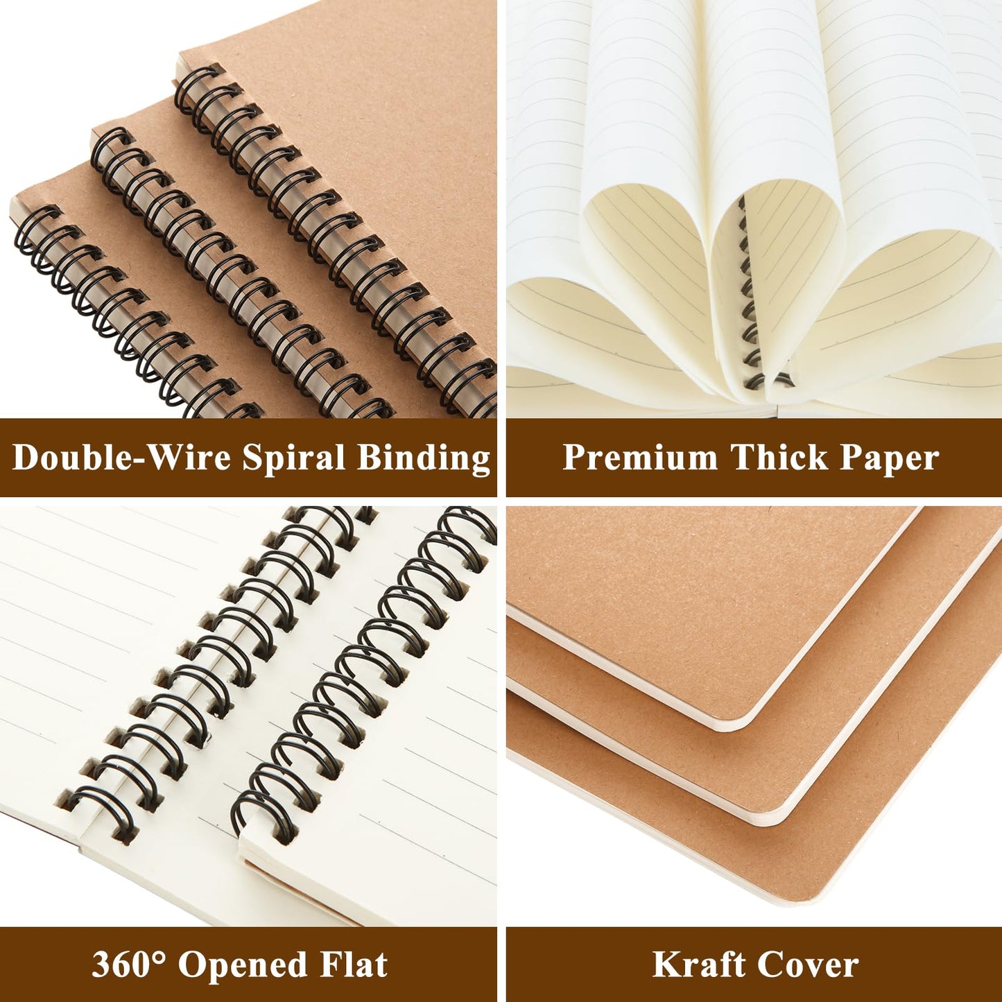 LISHINE 48 Pack Spiral Notebook A5, 120 Pages/600 Sheets, 8.1"x 5.7" Spiral Journal Notebook Small Hardcover Ruled Lined Spiral Notebook for Work, Writing, School Supplies