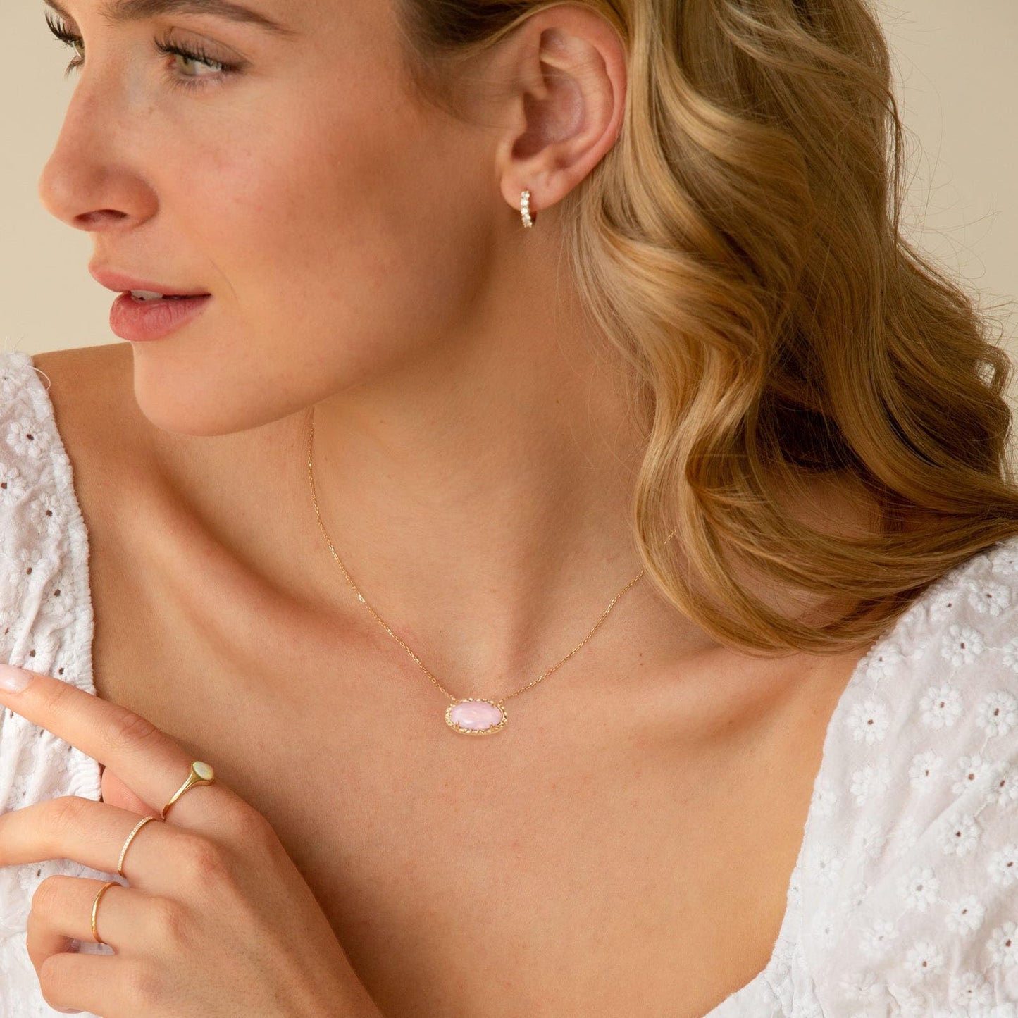 TLY Gold Necklace for Women 14k Gold Plated Dainty Gemstone Pendant Necklace Red Rose Quartz Black Emerald Green Blue Prom Choker Necklace Birthday Wedding Bridesmaid Necklace Mothers Day Jewelry gifts