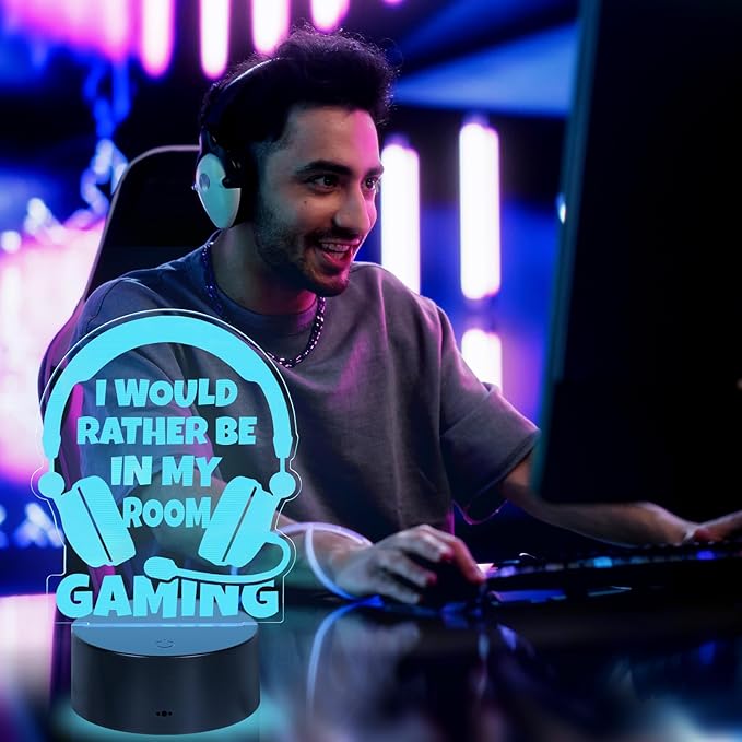 Christmas Gamer Gifts for Teenage Year Old Boy Girls Easter Basket Stocking Stuffer, Boyfriend Husband Birthday Gift for Men Dad Son Daughter, LED Light Up Gaming Lamp Acrylic Gaming Night Light