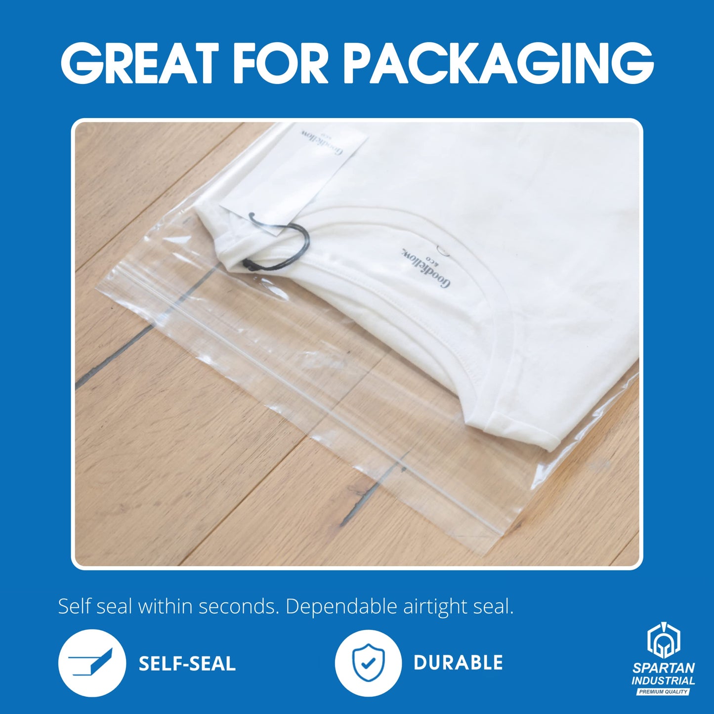 Spartan Industrial - 13" X 15" (100 Count) 2 Mil Clear Reclosable Zip Plastic Poly Bags with Resealable Lock Seal Zipper