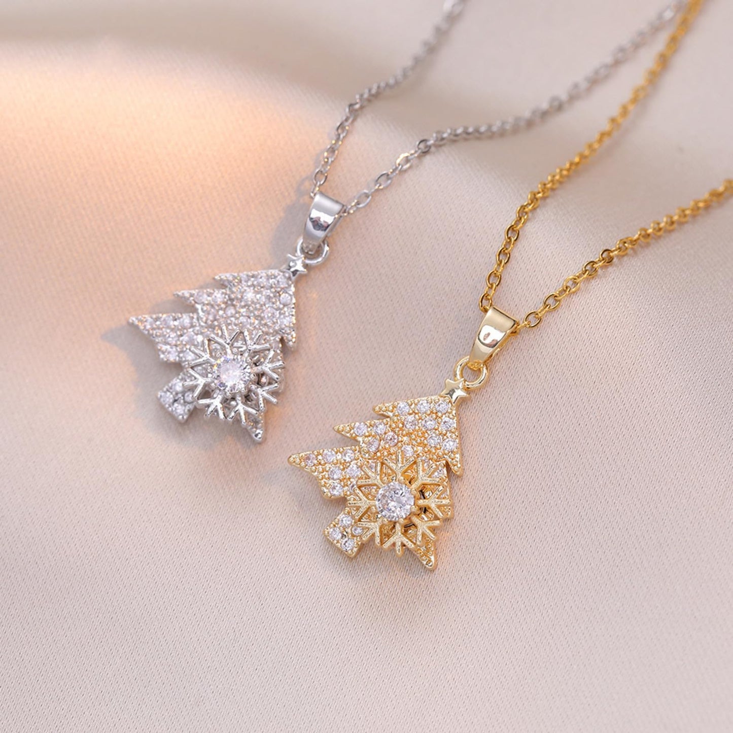 KONPJE Sunflower Fidget Necklace for Women Gold Moon Necklace Rotating Heart Necklaces Spinning Crystal Flower Anxiety Necklaces Crescent Moons Jewelry Accessories (Silver Tree)