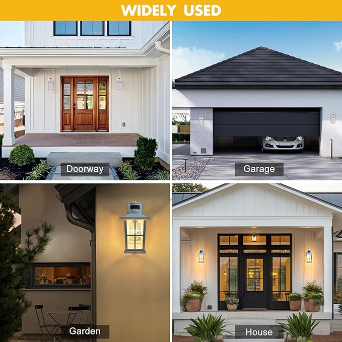 Motion Sensor Porch Lights with GFCI Outlet, Outside Dusk to Dawn Wall Mount, 3 Lighting Modes Exterior Light Fixture Waterproof, Outside Wall Lamp for House Patio Garage.(White,1 Pack)