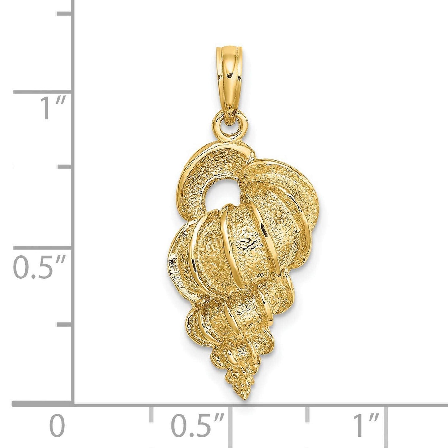 14k Yellow Gold Spiral Seashell Pendant Necklace for Women, Textured Nautical Charm, Ocean Inspired Jewelry, Coastal Shell Pendant, Real Gold Accessory, Elegant Beach Marine Life Design