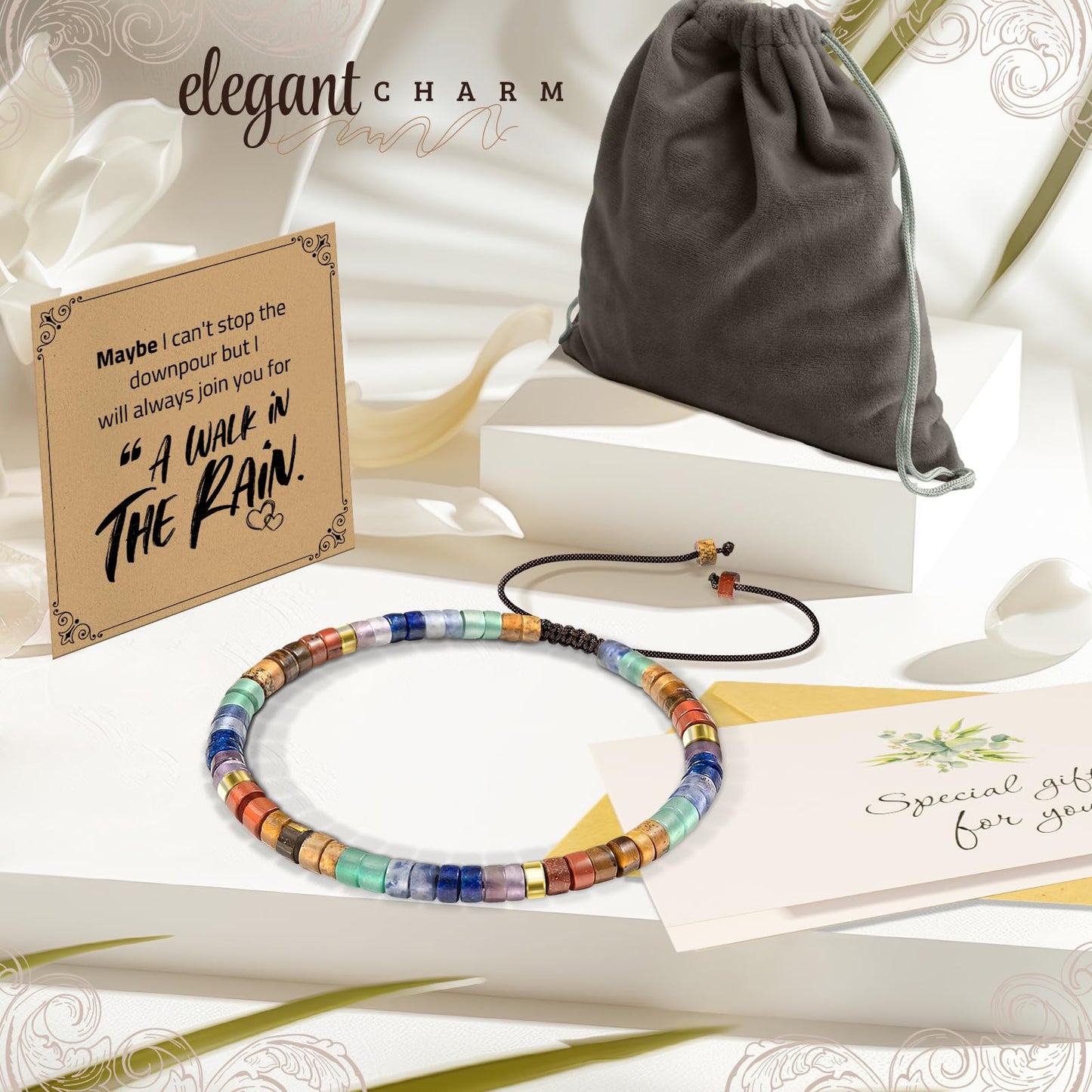 ZOKCC Cheer Up Gifts Bracelets for Women: Healing Natural Stone Bracelets with Postive Words - Inspirational Friendship Gifts for Women Best Friends Sister Bestie Coworker