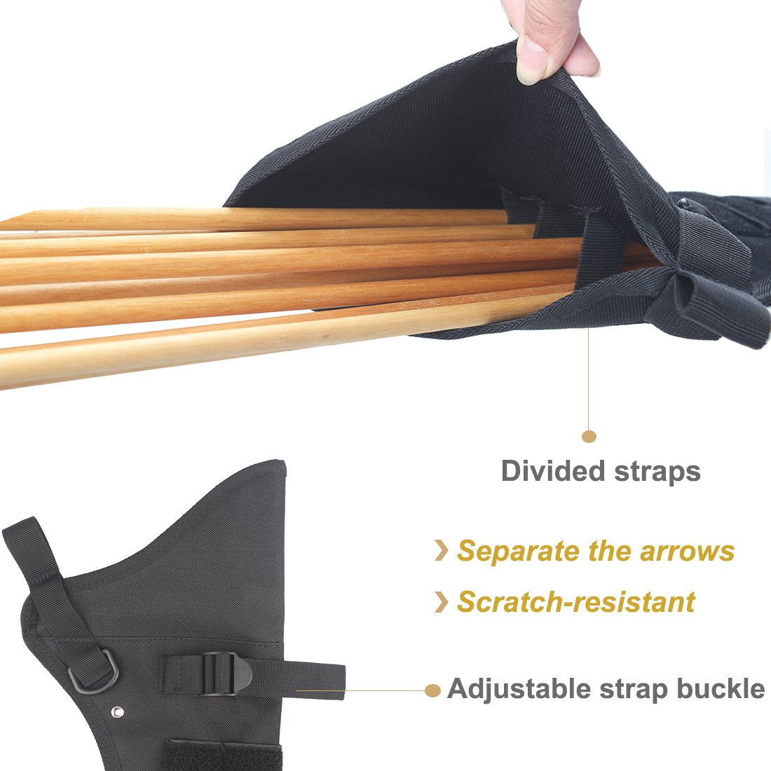 KRATARC Archery Lightweight Hip Arrow Quiver Foldable Compact Arrows Bag with Molle System Hanged for Target Shooting (Black- (with Belt))