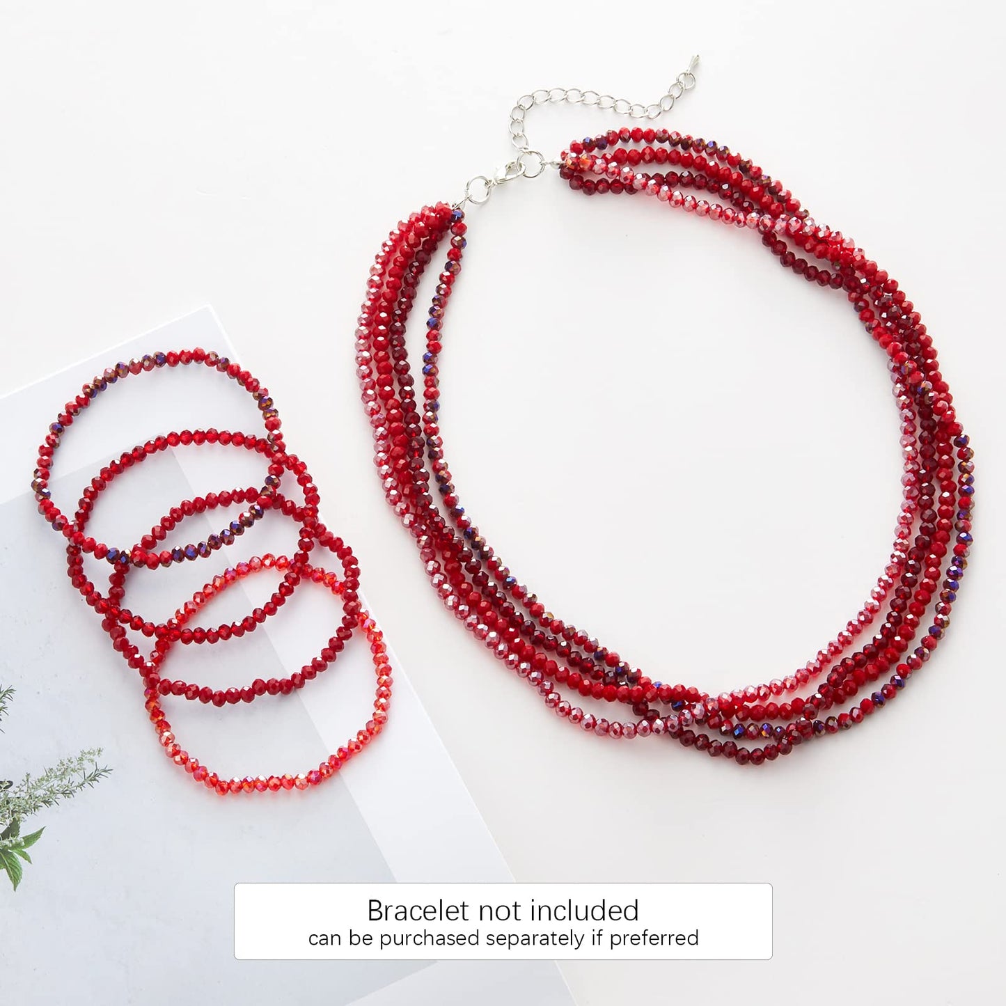 Noessla Multi-layer Crystals Beaded Choker Necklace for Women Colorful Boho Statement Necklace Trendy Costume Party Jewelry Mothers day Gifts for Mom(29-Red)