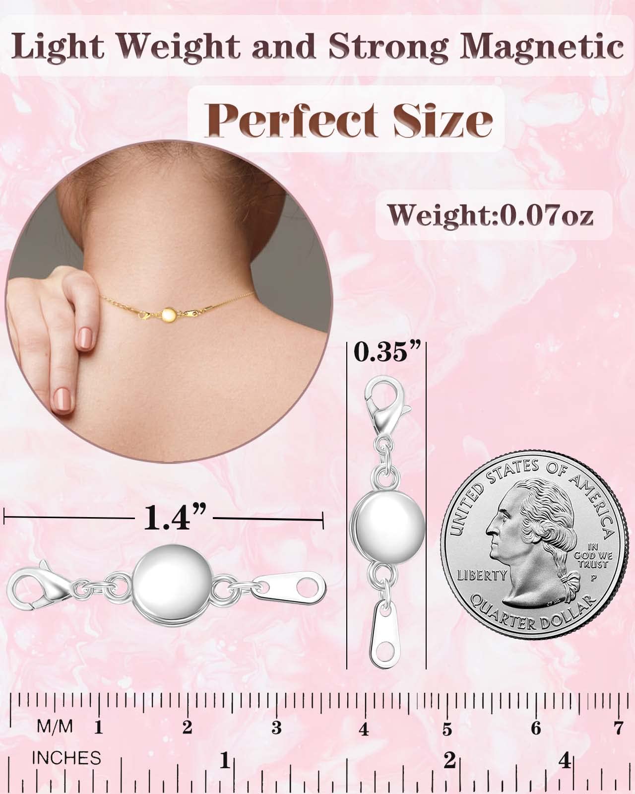 Dailyacc Magnetic Necklace Clasps and Closures - Round Bracelet Extender Clasps for Jewelry Making