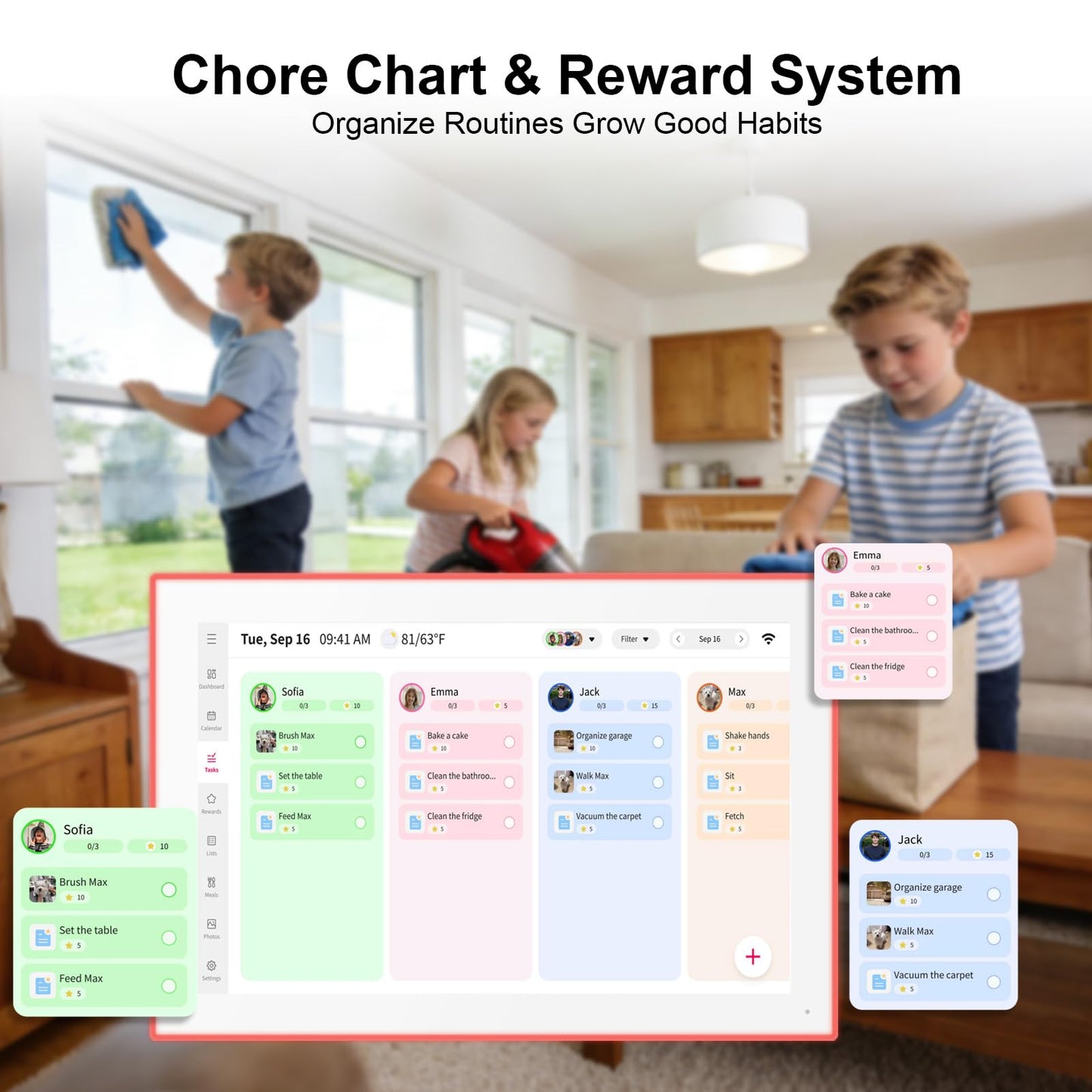 Akimart Calendar: 10.1-inch Wall Planner Digital Calendar & Chore Chart With LED Reminder, Smart Touchscreen Interactive Display for Family Schedules, Hearth Display Digital Calendar, Great for Organizing Your 2026 Year