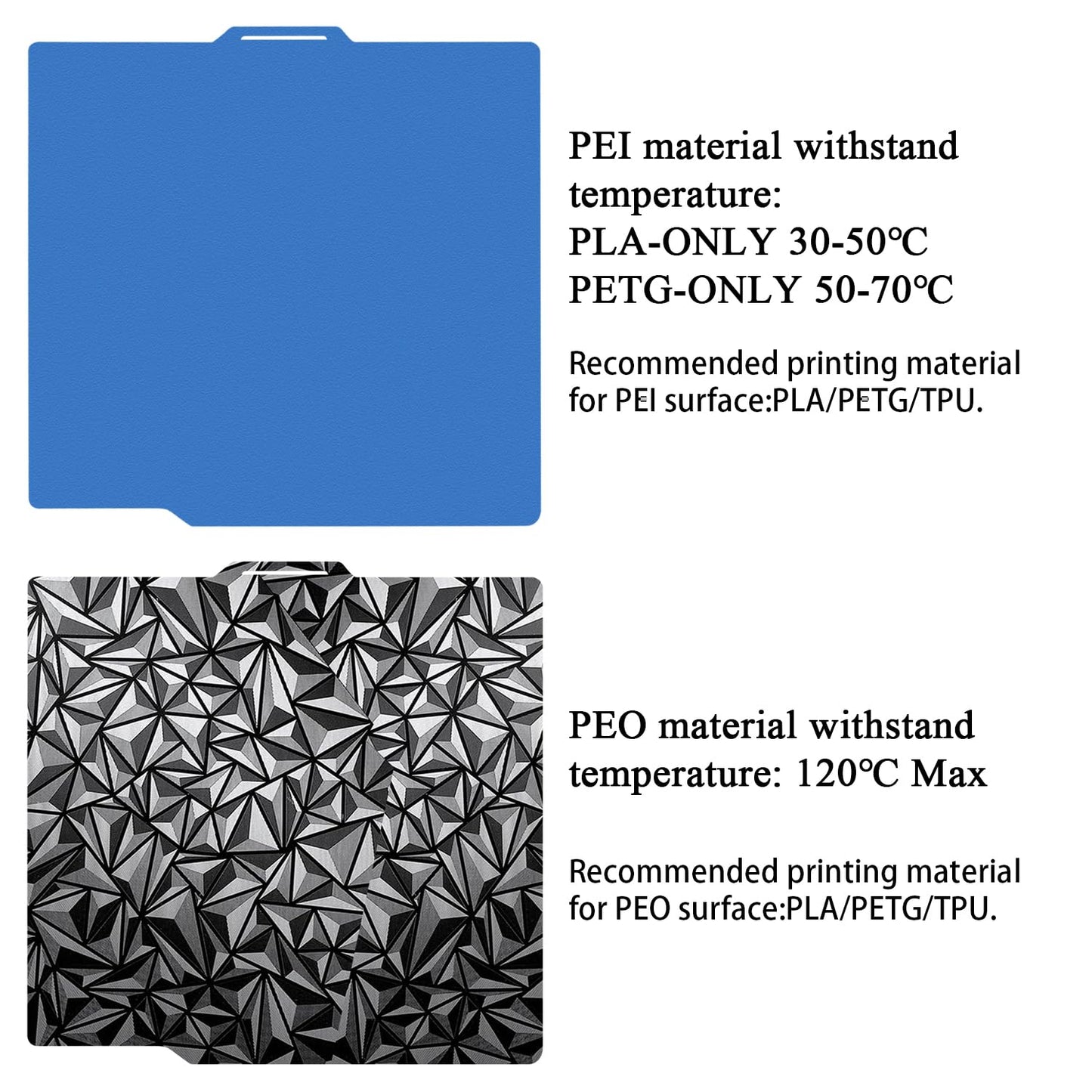 HzdaDeve 3PK P1S Build Plate for Bambu Lab P2S/X2D/P1S/P1P/A1/X1C/X1E Dual-Textured Cold Cool PEI Double Smooth PEO PET Plate Black Sheet Board 257.5x257.5MM Heated Bed Spring Steel Flexible Platform