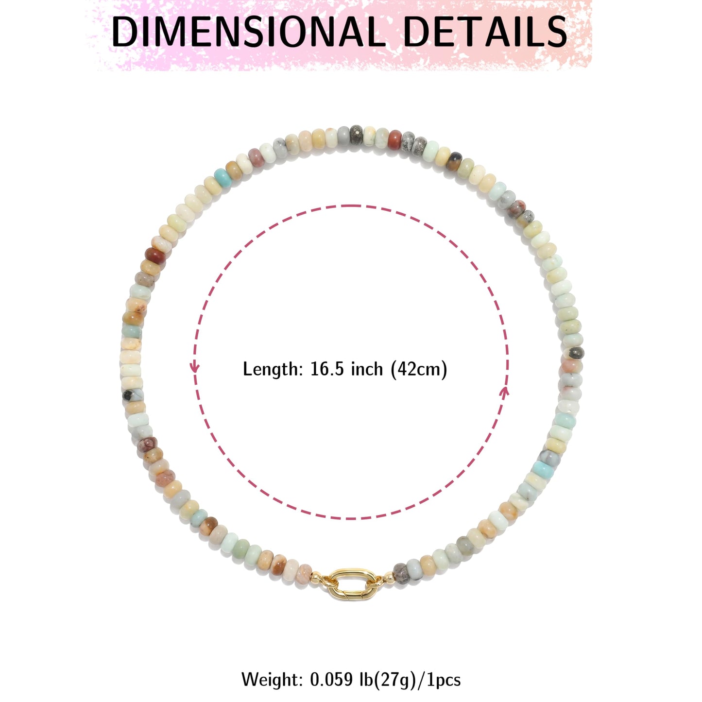 CONRAN KREMIX Amazonite Stone Beaded Necklace for Women,Natural Gemstone Bead Choker Necklaces Boho Summer Beach Layering Necklace Jewelry Gift for Women