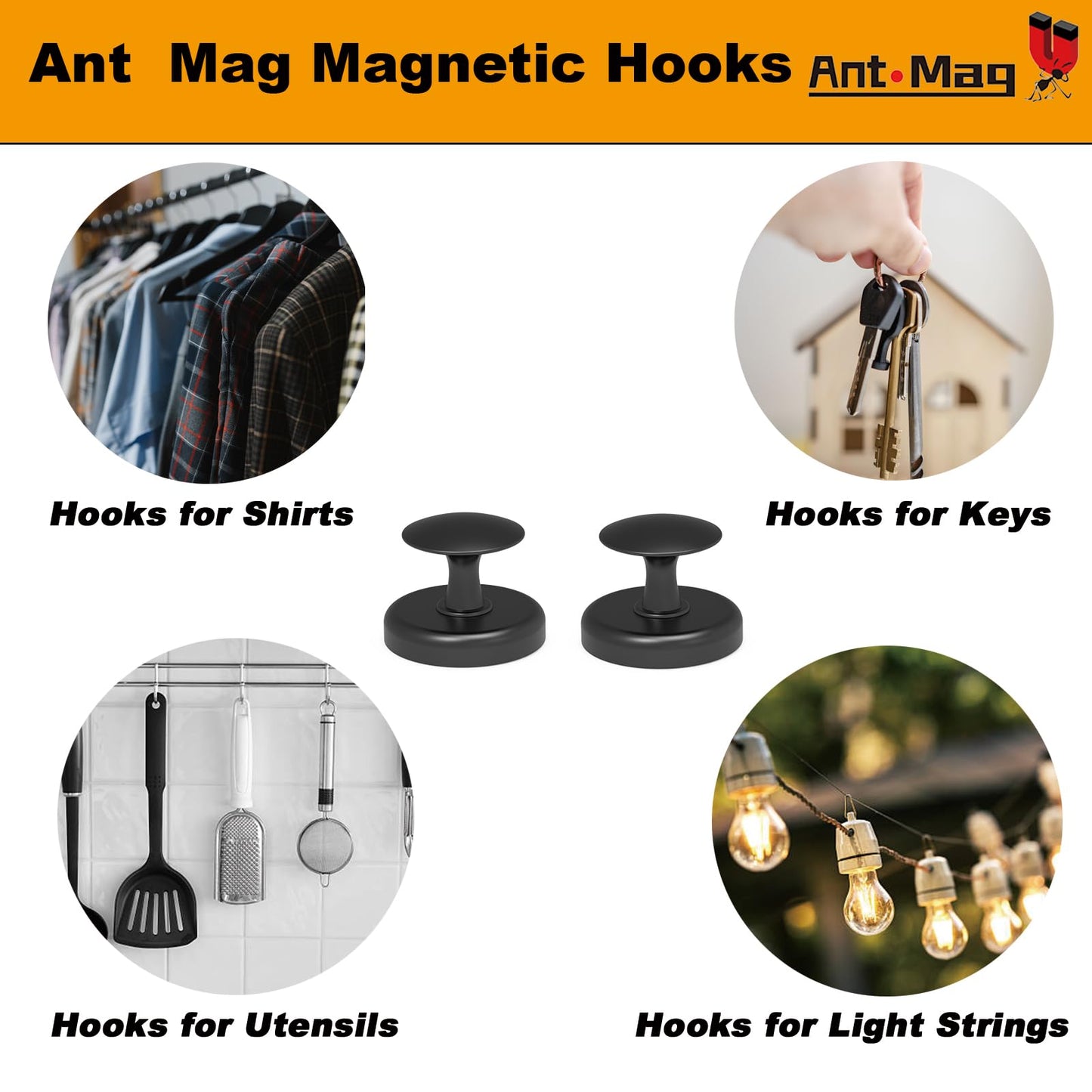 Ant Mag Magnetic Hooks Heavy Duty for Coat Hanging Strong Magnetic Hangers for Metal Surface Great Organization for Cruise Cabinet Door Kitchen Room Office