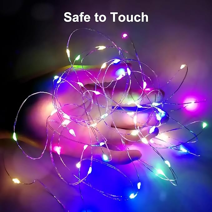 ZGWJ Fairy Lights Battery Operated, 50 Pack Twinkle String Lights 20 LED 7FT 3 Lighting Modes for Bedroom Decor, Easter, Halloween, Christmas, Party Indoor and Outdoor Decoration Colorful