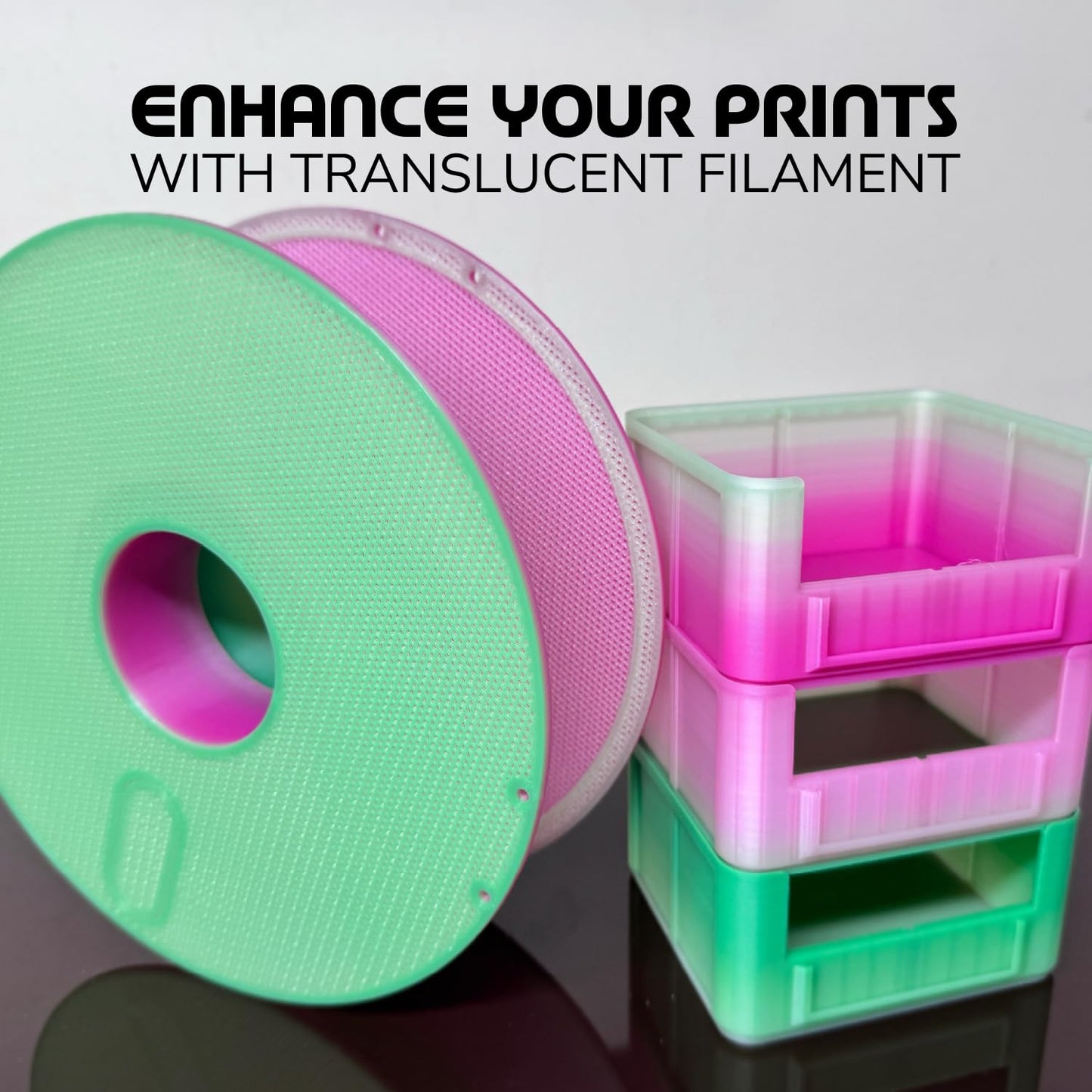 Polymaker Panchroma Gradient PLA Translucent Magenta and Green 3D Printing Filament, 1.75mm 1KG, Premium Gradient PLA, Easy to Print, AMS Compatible, Perfect for Lamp Shades, Vases, Ornaments