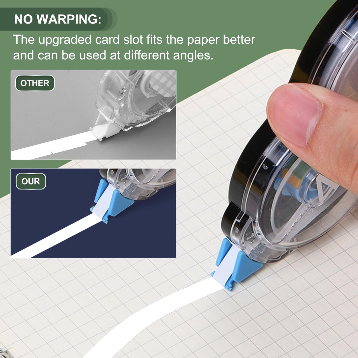 M&G 12Pcs 39 Ft Tape, Correction Tape Tear Resistant Whiteout Tape Easy to Use Instant Bulk Cool Transparent Dispenser for Classroom Office, Black