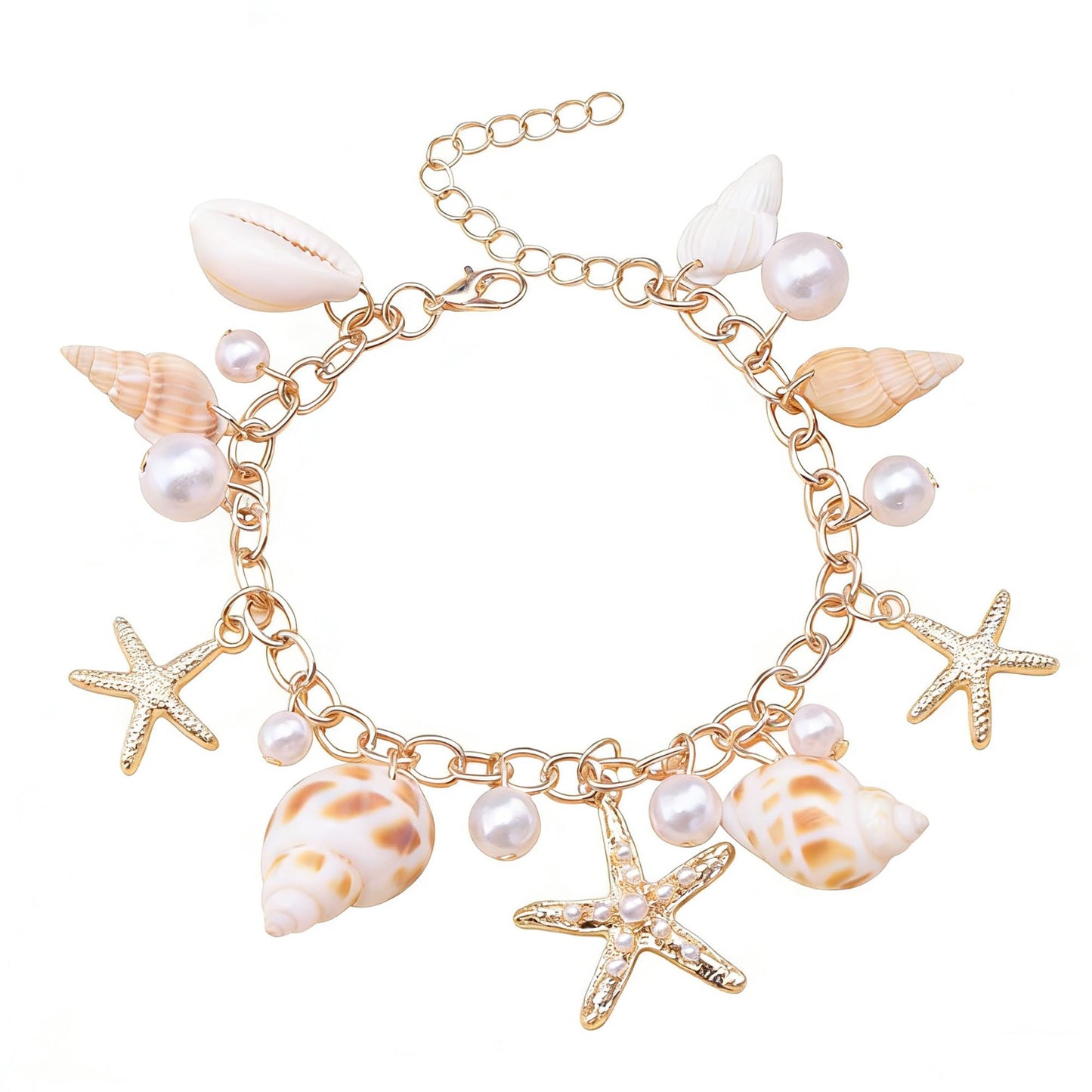 TIANBANGSHI Shell Starfish Necklace Bracelet for Women Conch Statement Chunky Necklace Mermaid Costume Beach Jewelry (bracelet)