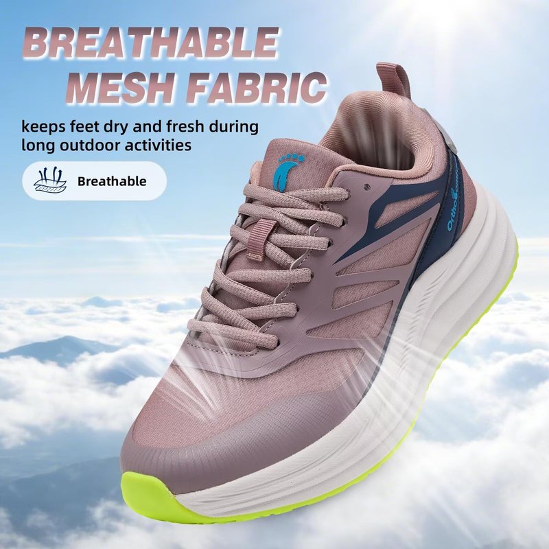Women's Orthopedic Wide Width Toe Walking Shoes: Plantar Fasciitis Orthotic Heel Spur Diabetic Pain Relief Trail Sneakers, Arch Support Athletic Outdoor Biking Road Running Shoes Lotus Pink Size 8.5