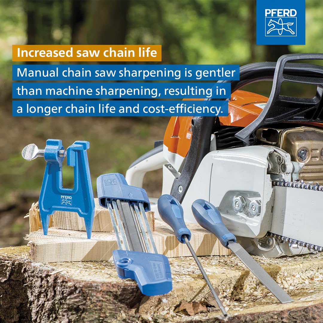PFERD CS-X Chainsaw Chain Sharpener, 13/64” File for 3/8” Low Profile Chains, 2-in-1 Chainsaw Sharpener and Depth Gauge Tool, Easy Handheld Chain Sharpening (Pack of 1) - Part 17303
