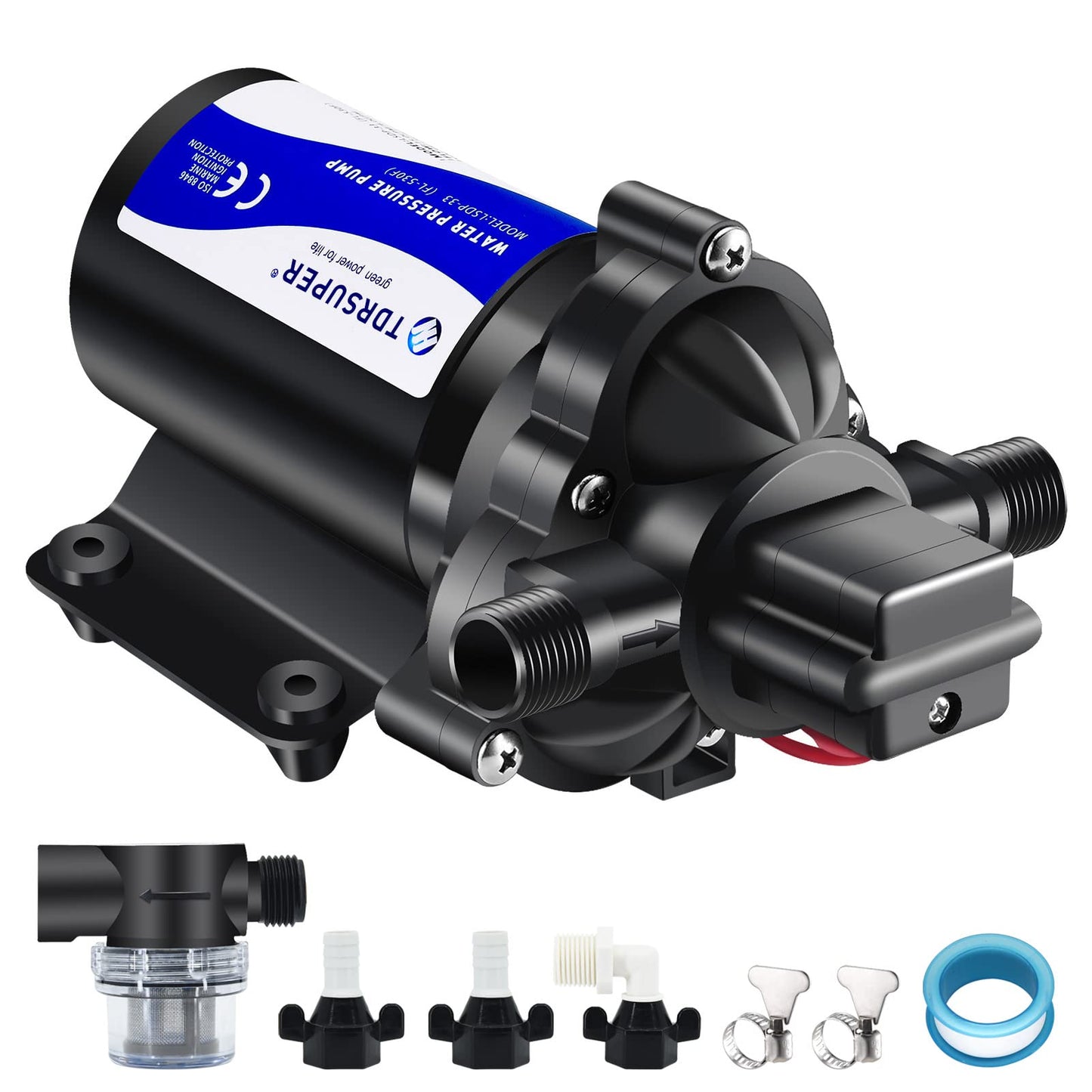 TDRsuper 12V DC Self-Priming Water Transfer Pump, 4GPM 45PSI High Pressure Booster Pump for RV, Garden, Marine & Yacht