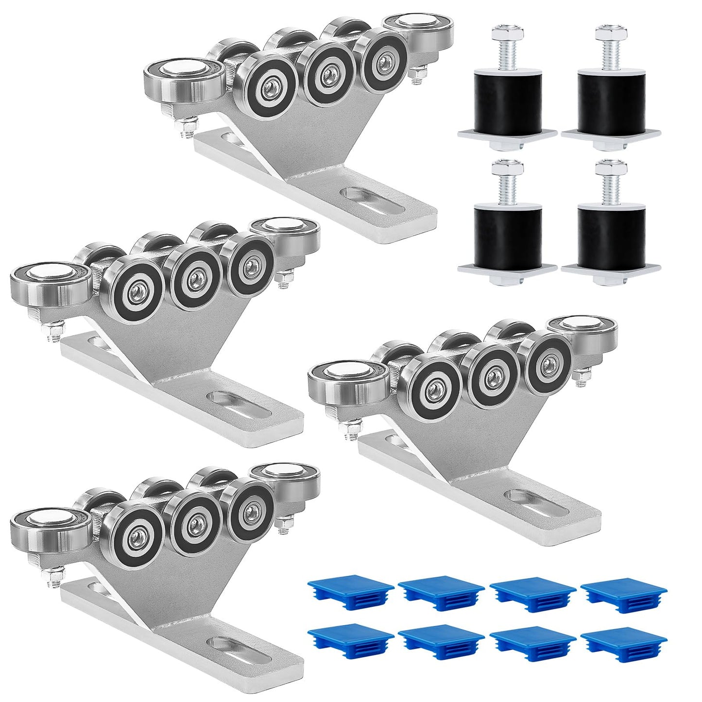 LookFox 6+2 Wheel Unistrut Trolley with Limiter, Hoist Trolley Kit for Electric Hoist, Anti-Lock & Anti-Fall, for All 1-5/8" Wide or Taller Strut Channel, for Garage/Workshop Silent Systems (4pack)