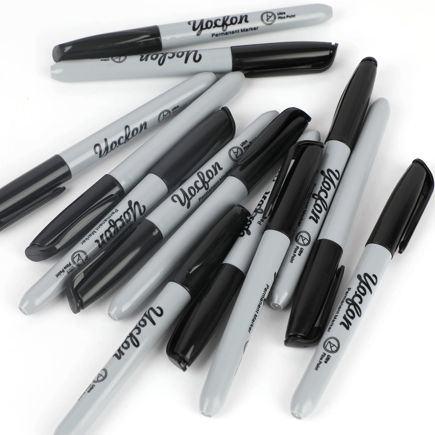 Yocfon Permanent Markers Ultra Fine Tip, Bulk Pack Of 72 Count Black Permanent Marker Set, Quick-Drying Ink, Works On Plastic, Wood, Stone, Metal And Glass