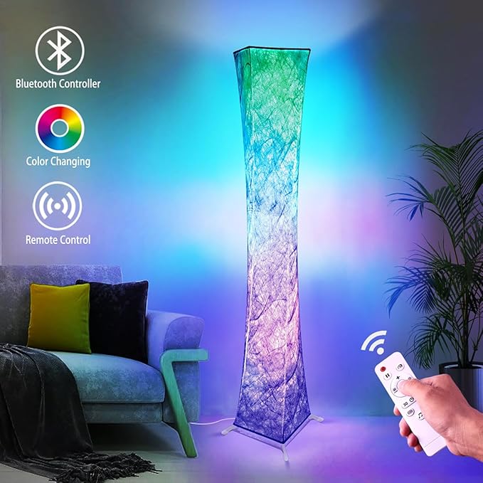 Floor Lamp, RGB Color Changing Led Smart Lamp, Music Sync, APP Remote Control, 62'' Standing Lamp for Living Room Bedroom Game Room